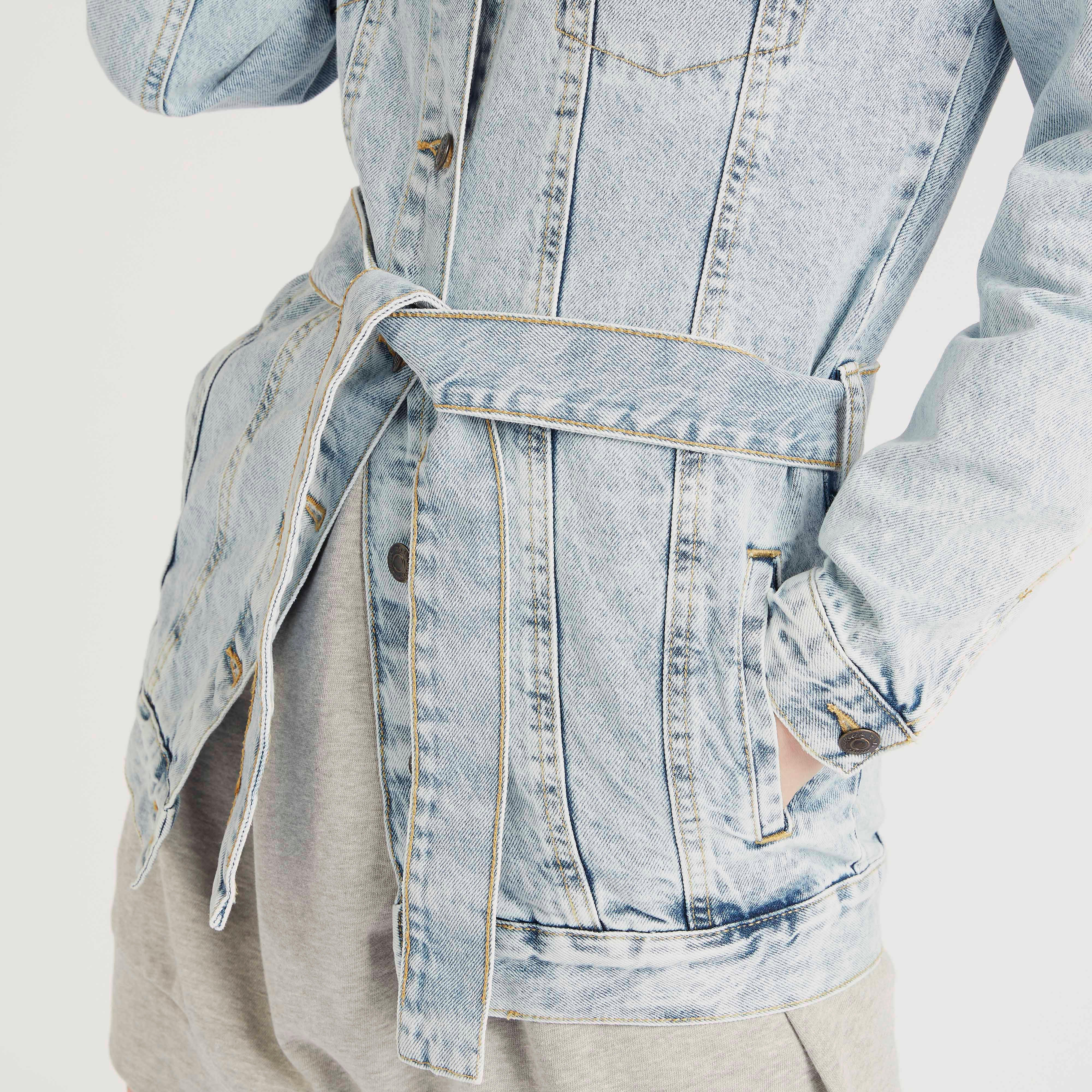 Solid Denim Jacket with Pockets and Tie-Up Belt-women-winterwear-coatsandjackets-jackets-image-3