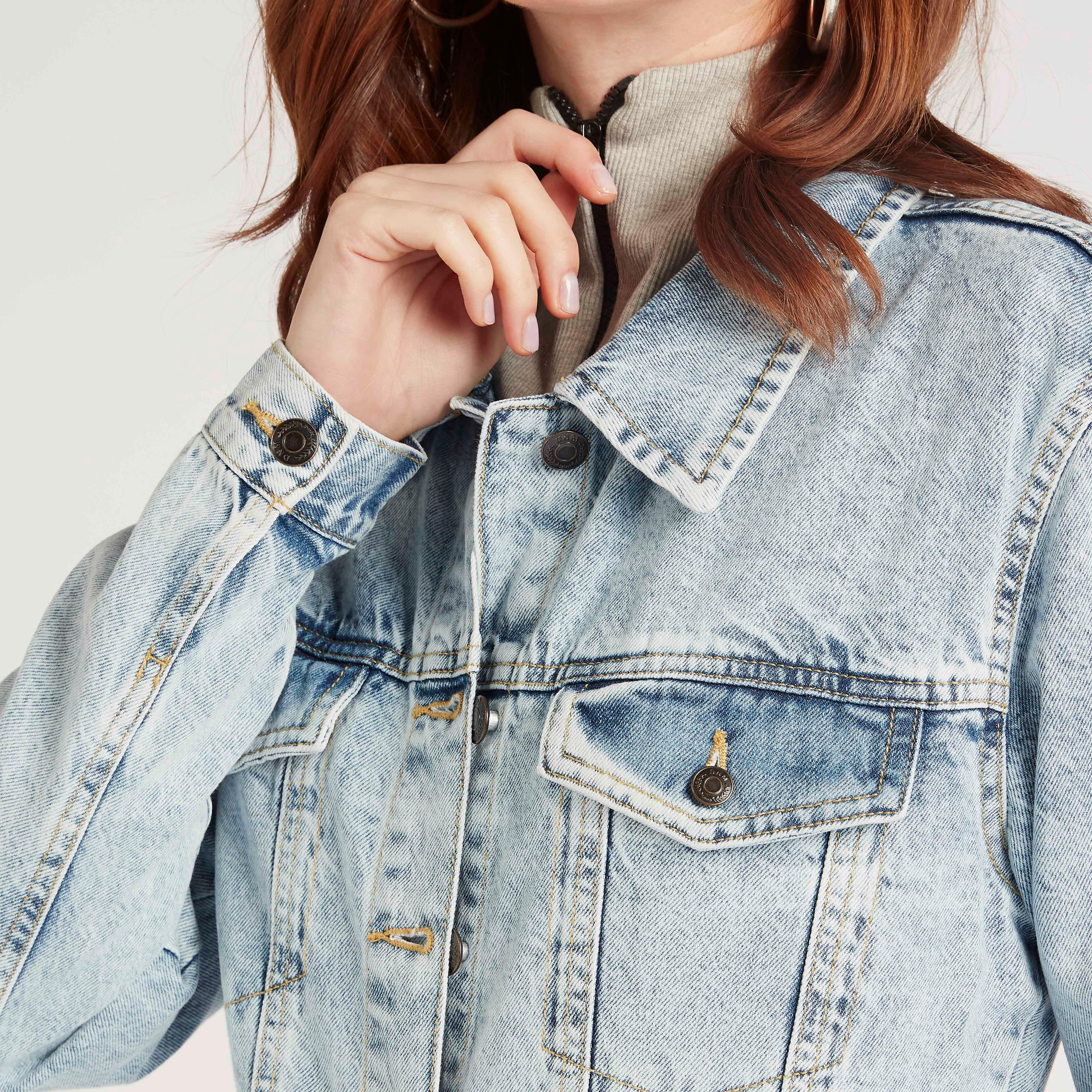 Solid Denim Jacket with Pockets and Tie-Up Belt-women-winterwear-coatsandjackets-jackets-image-7