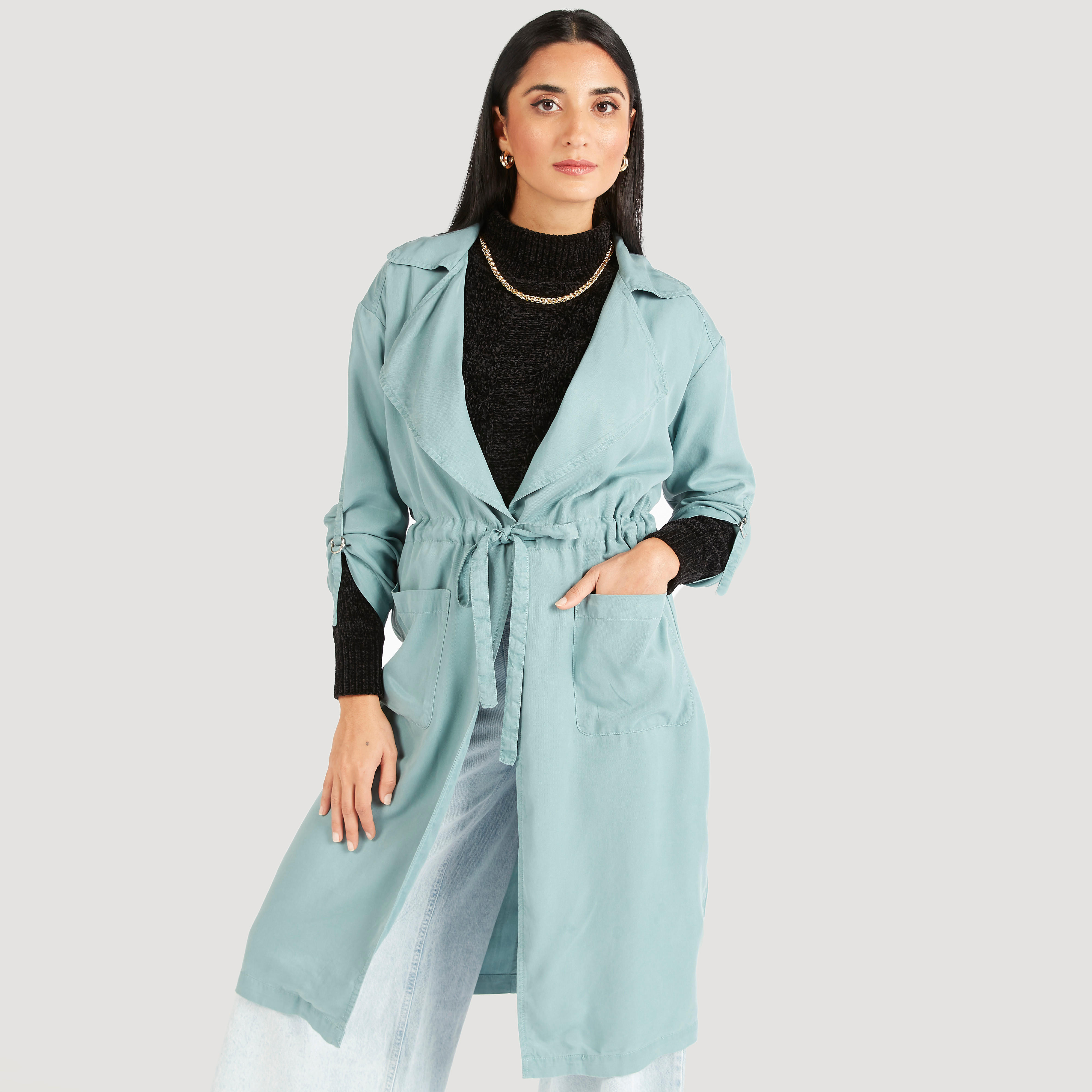 جاكيت طويل بياقة طويلة وأكمام طويلة وأربطة-women-winterwear-coatsandjackets-jackets-image-1