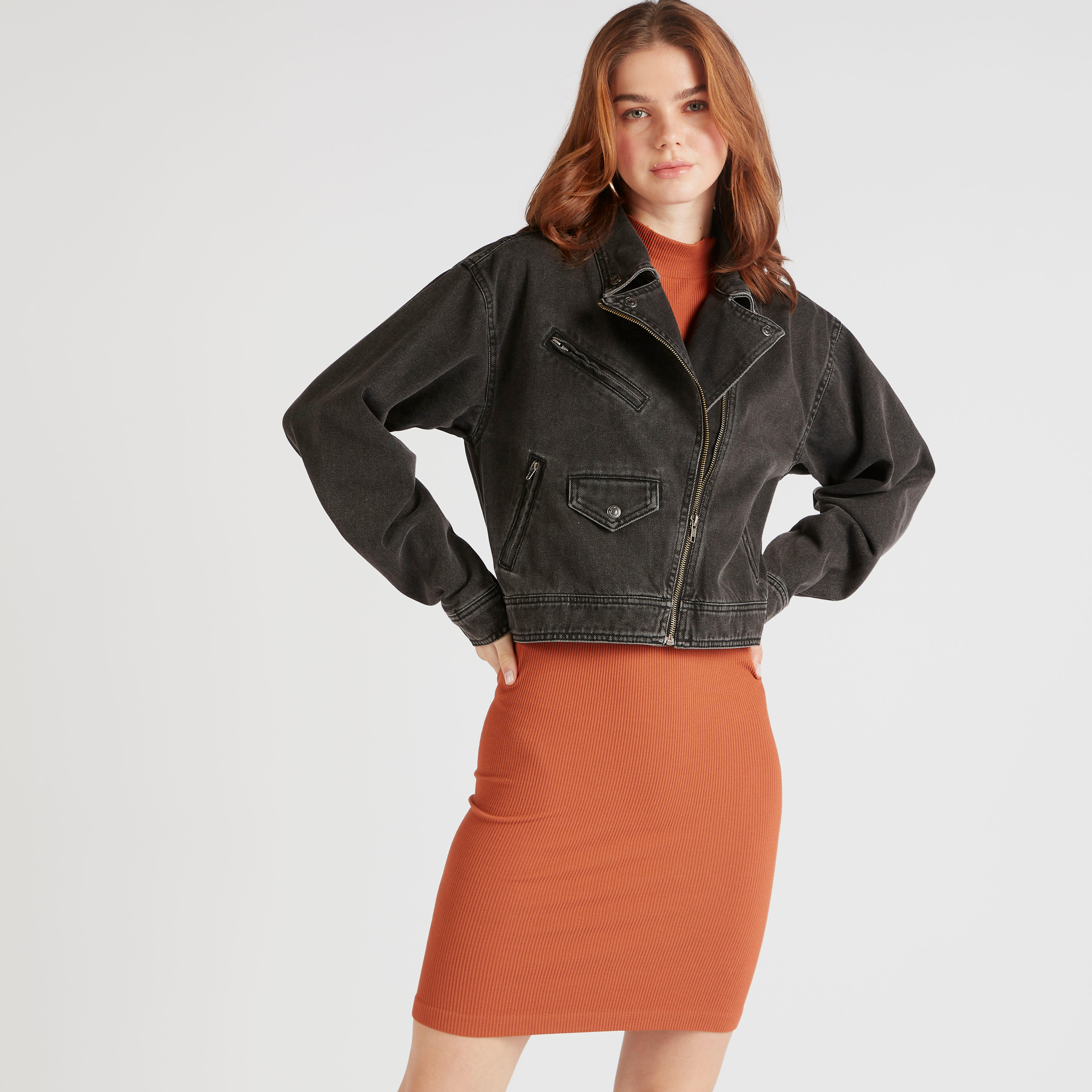 Solid Denim Biker Jacket with Zip Closure and Pockets-women-winterwear-coatsandjackets-jackets-image-1