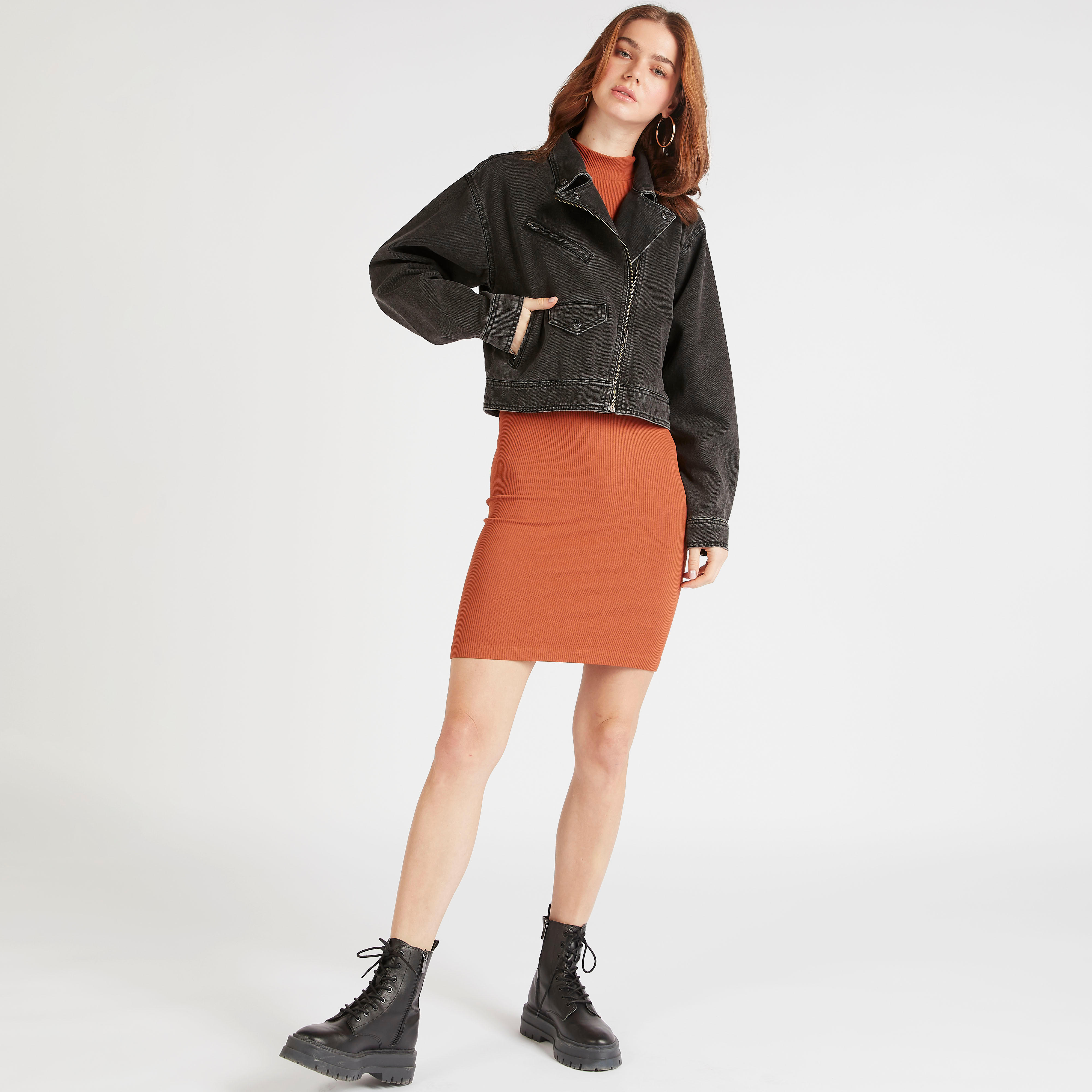 Solid Denim Biker Jacket with Zip Closure and Pockets-women-winterwear-coatsandjackets-jackets-image-2