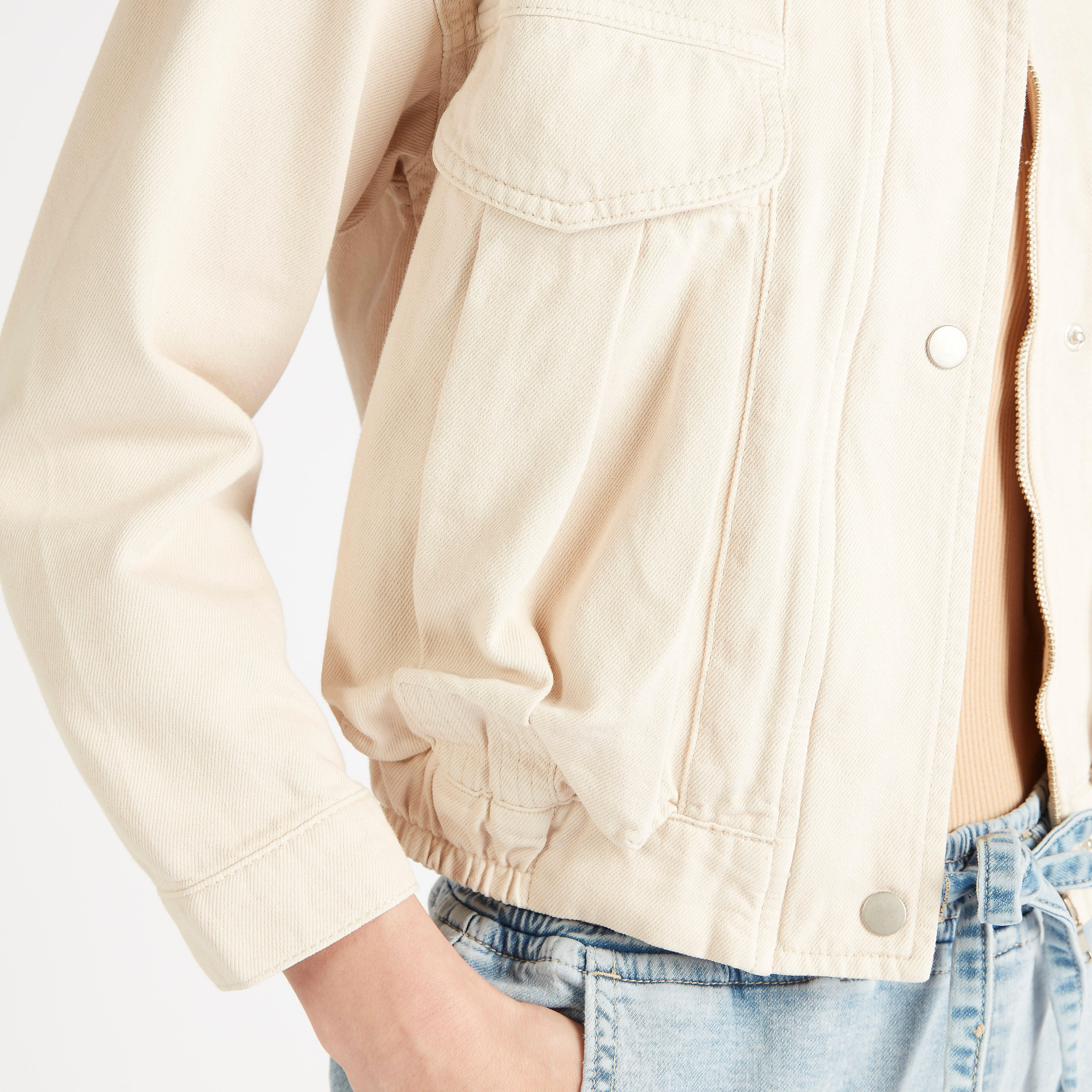 جاكيت خفيف بارز الملمس بياقة بورج وجيوب من لي كوبر-women-winterwear-coatsandjackets-jackets-image-6