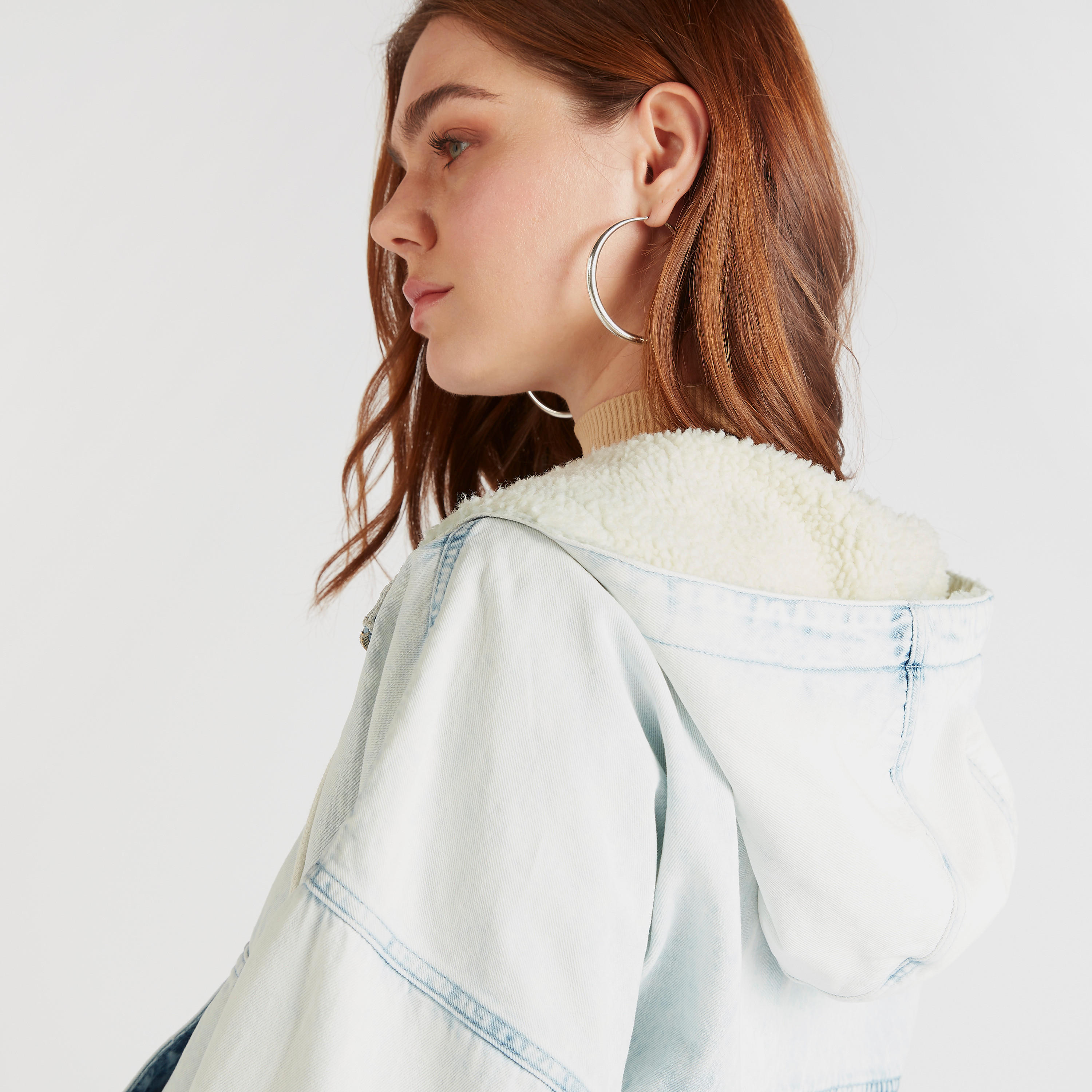 Lee Cooper Solid Zip Through Denim Jacket with Hood and Pockets-women-winterwear-coatsandjackets-jackets-image-7