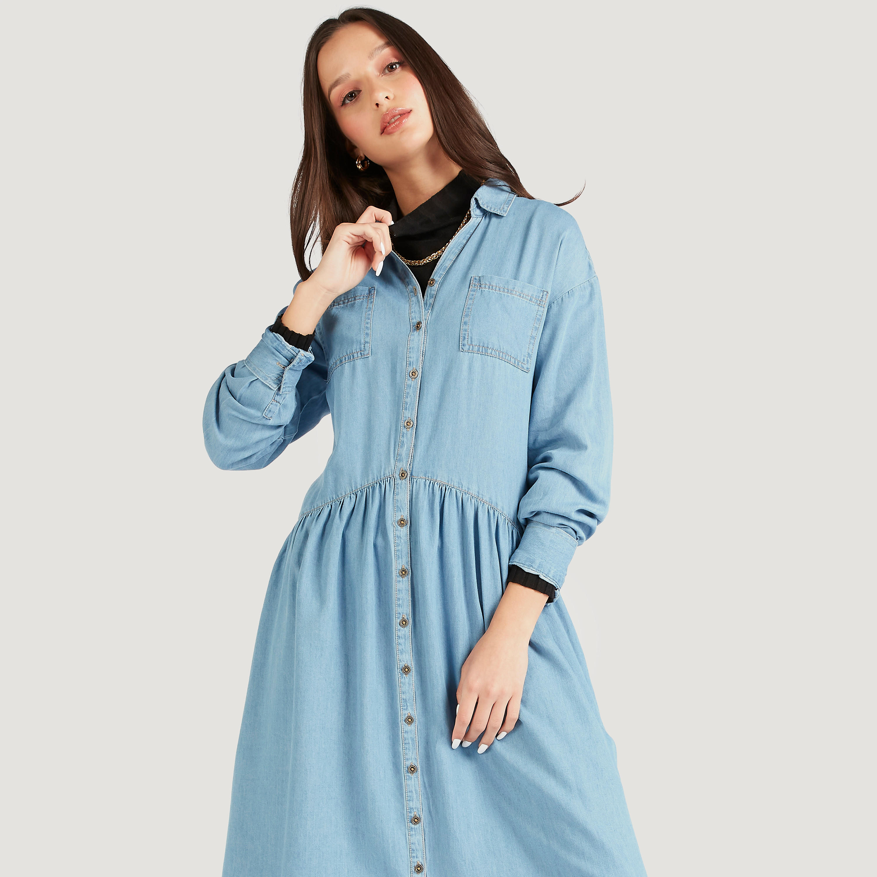 فستان قميص دنيم بأكمام طويلة-women-clothing-dresses-image-2