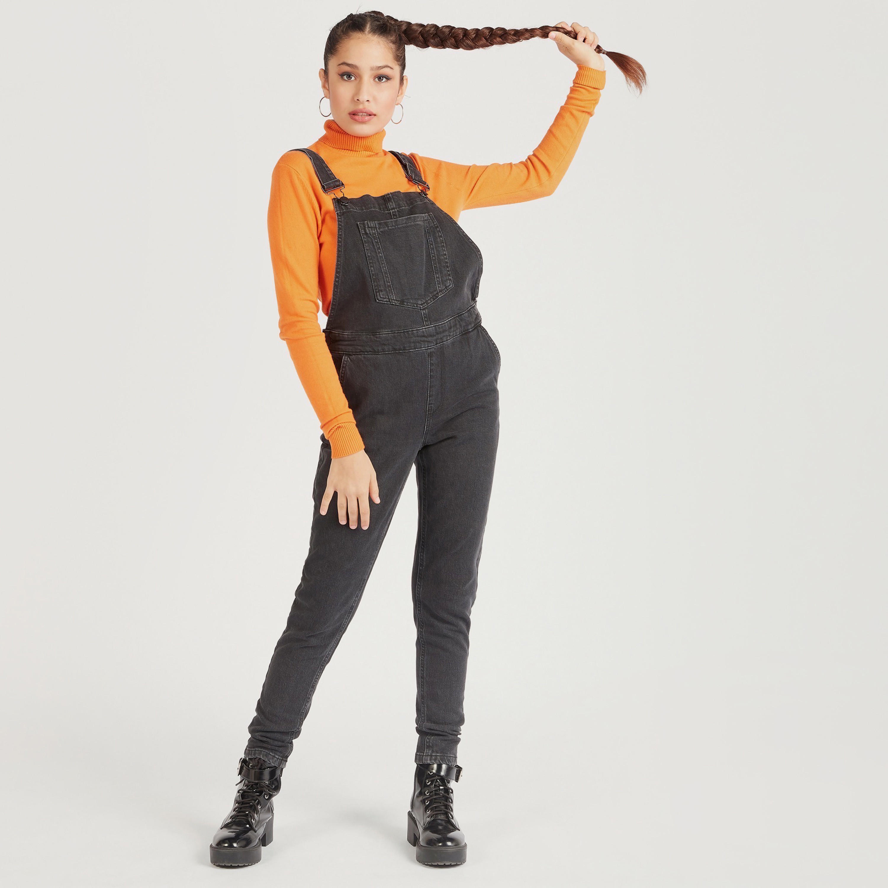 Solid Maxi Denim Dungaree with Patch Pocket-women-clothing-jumpsuits-image-2