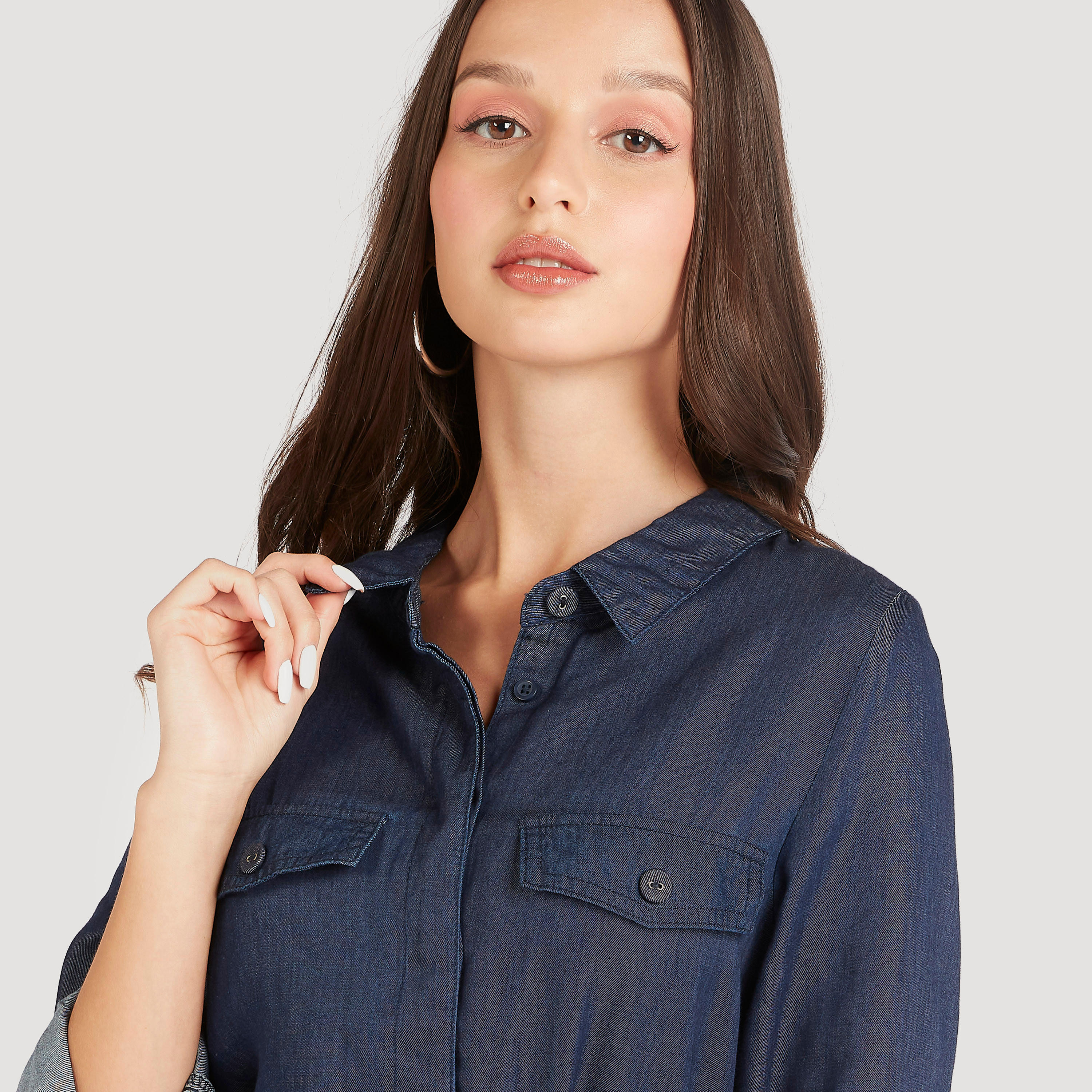 فستان واسع دنيم بحزام وأكمام طويلة-women-clothing-dresses-image-3