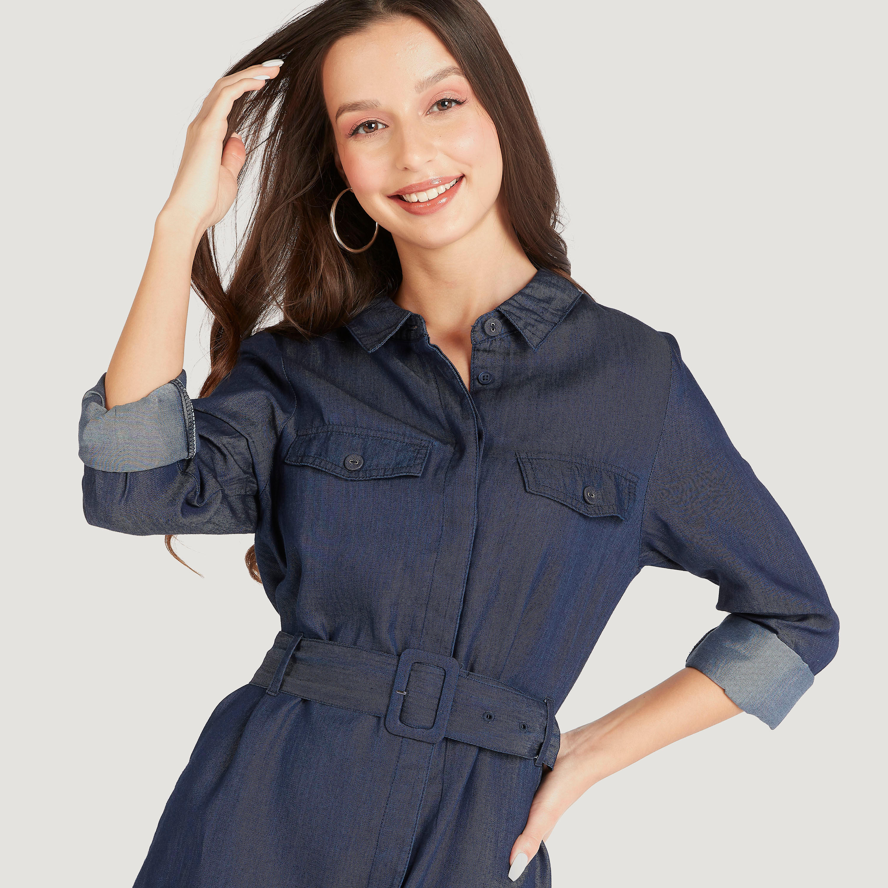 فستان واسع دنيم بحزام وأكمام طويلة-women-clothing-dresses-image-5