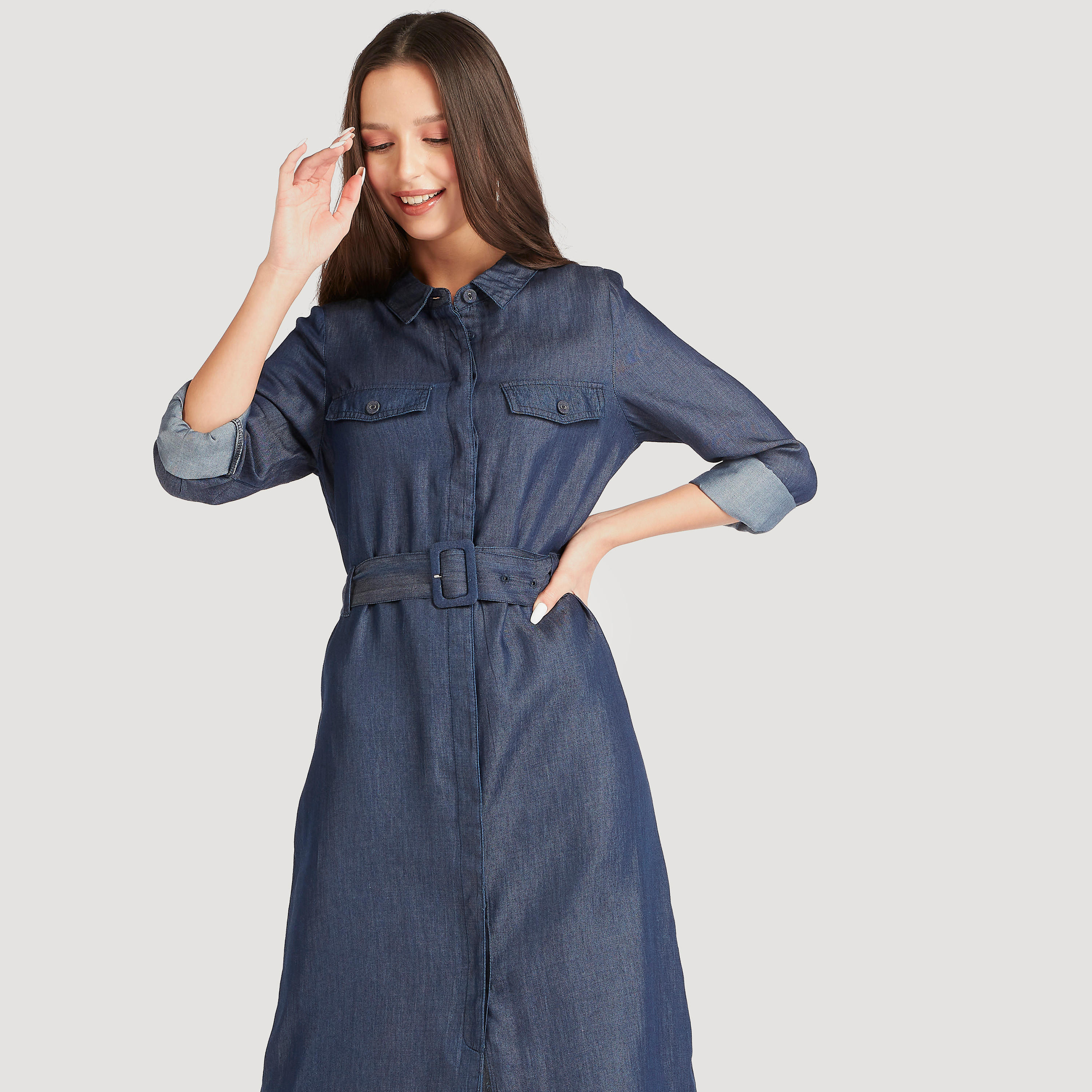 فستان واسع دنيم بحزام وأكمام طويلة-women-clothing-dresses-image-6