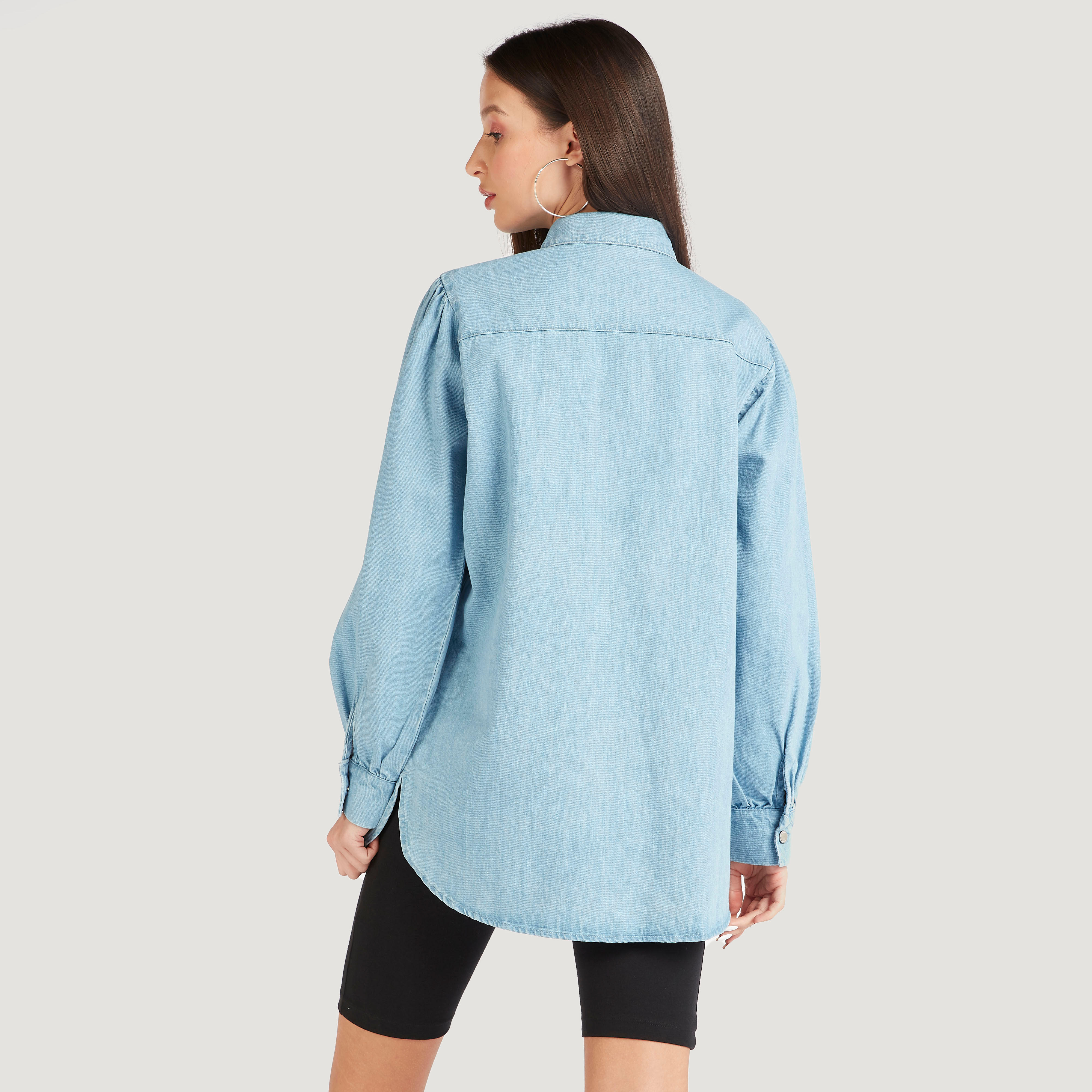 Oversized Shirt with Long Sleeves and Button Closure-women-clothing-shirtsandblouses-shirts-image-4