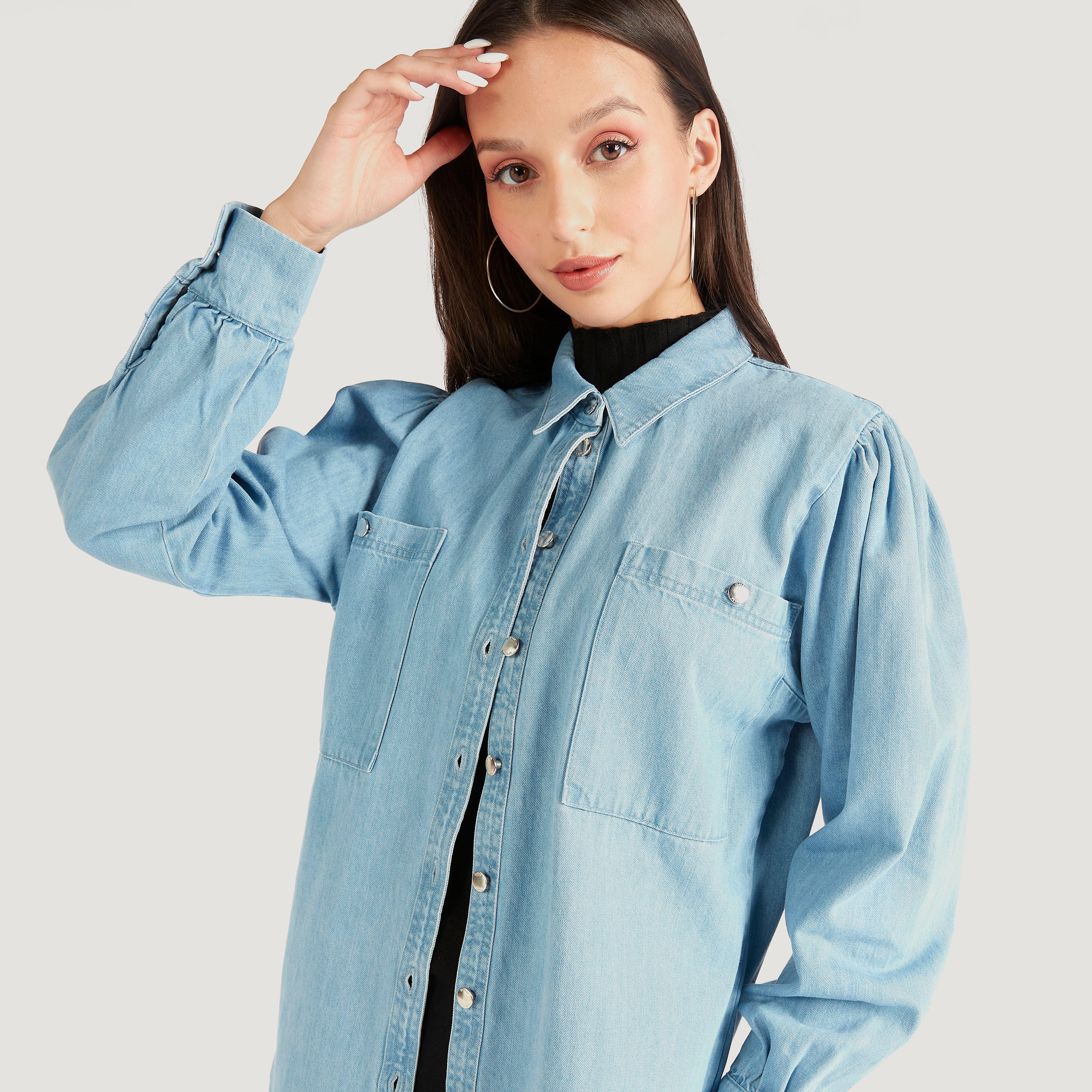Oversized Shirt with Long Sleeves and Button Closure-women-clothing-shirtsandblouses-shirts-image-5