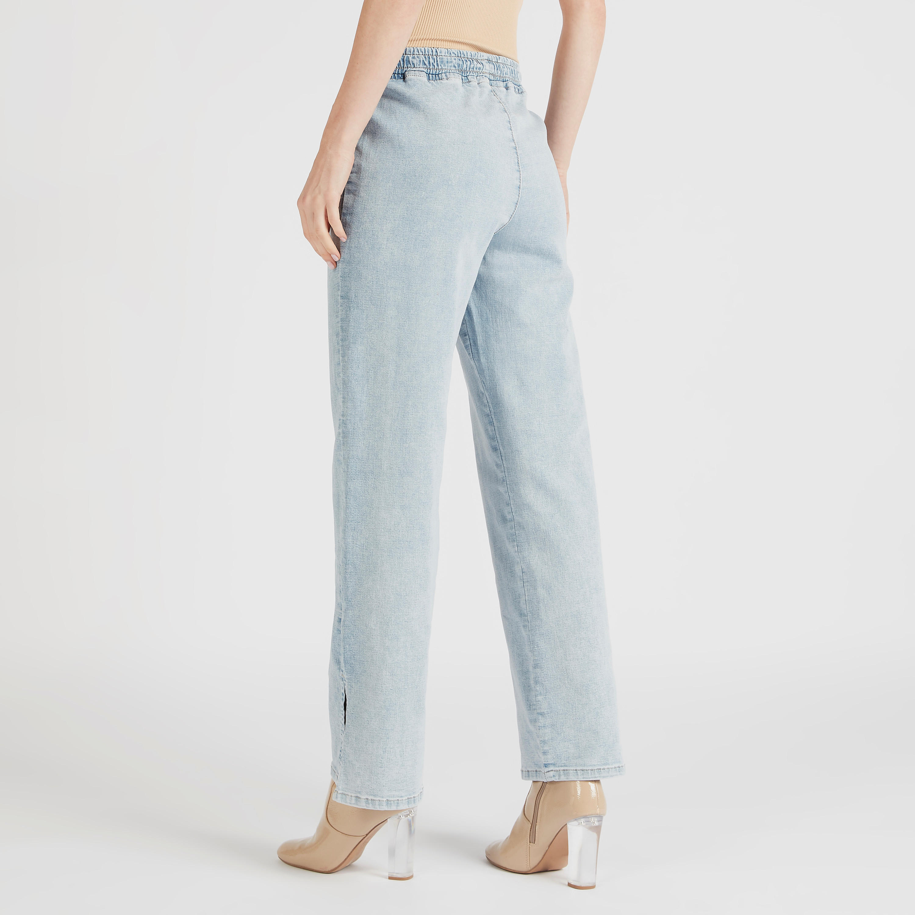 بنطلون جينز سادة برباط إغلاق وجيوب-women-clothing-bottoms-jeans-image-3