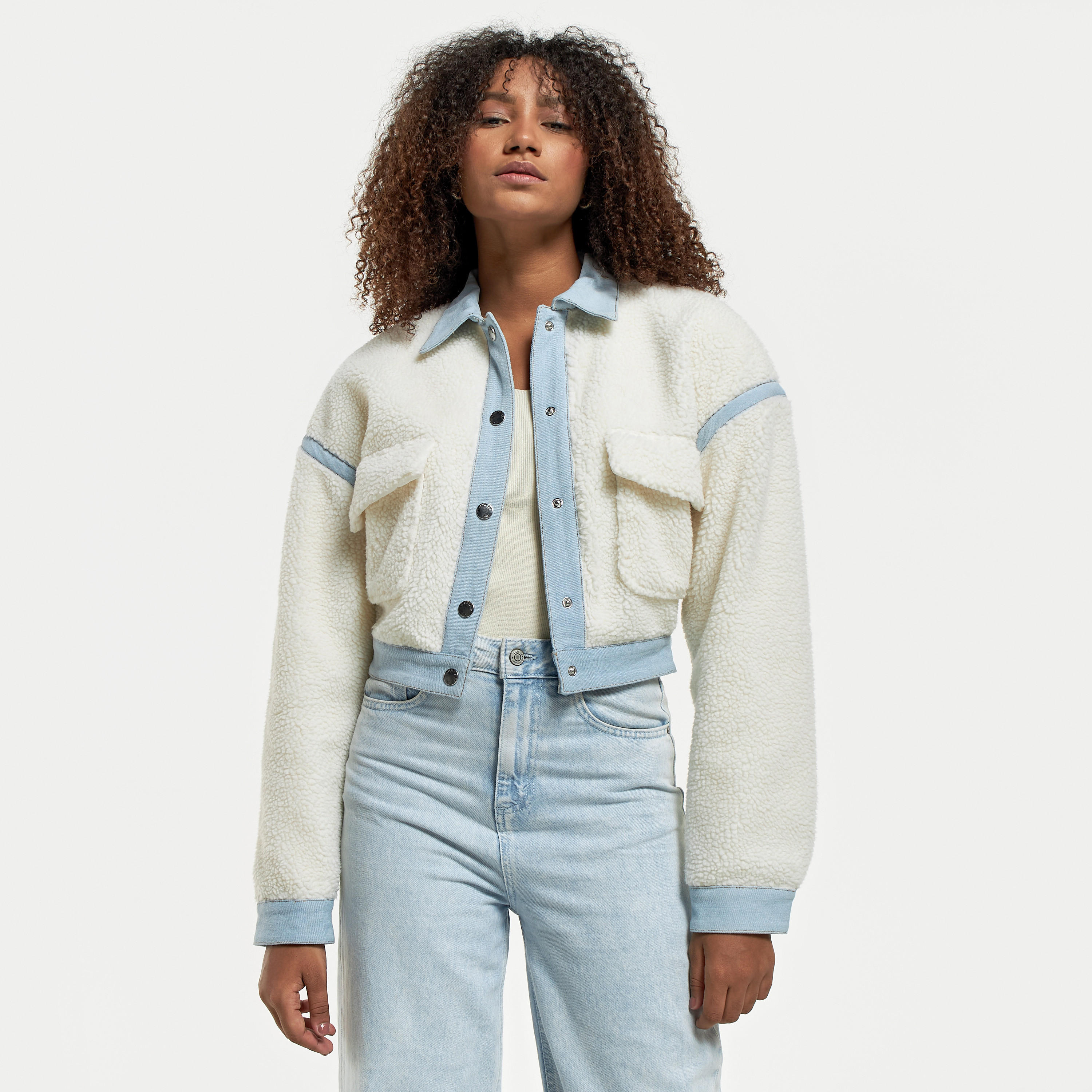 Faux Fur Jacket with Long Sleeves and Pockets-women-winterwear-coatsandjackets-jackets-image-1
