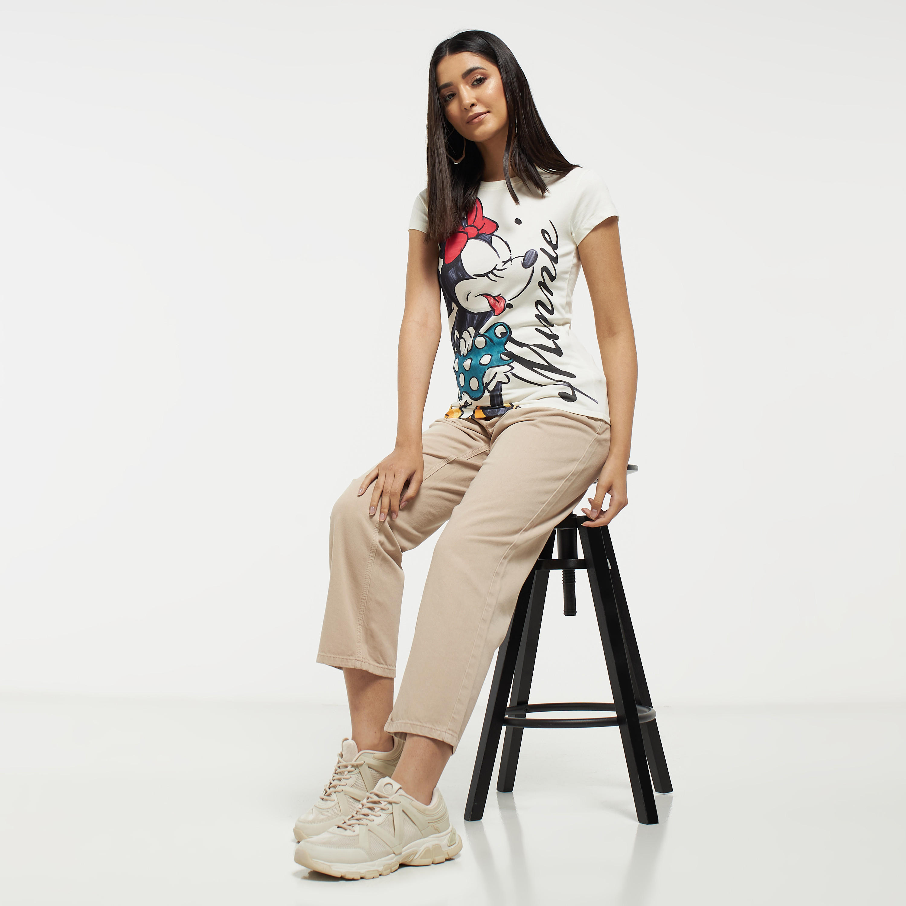 Solid Regular Fit Denim Trousers with Drawstring Closure and Pockets-women-clothing-trousers-image-2