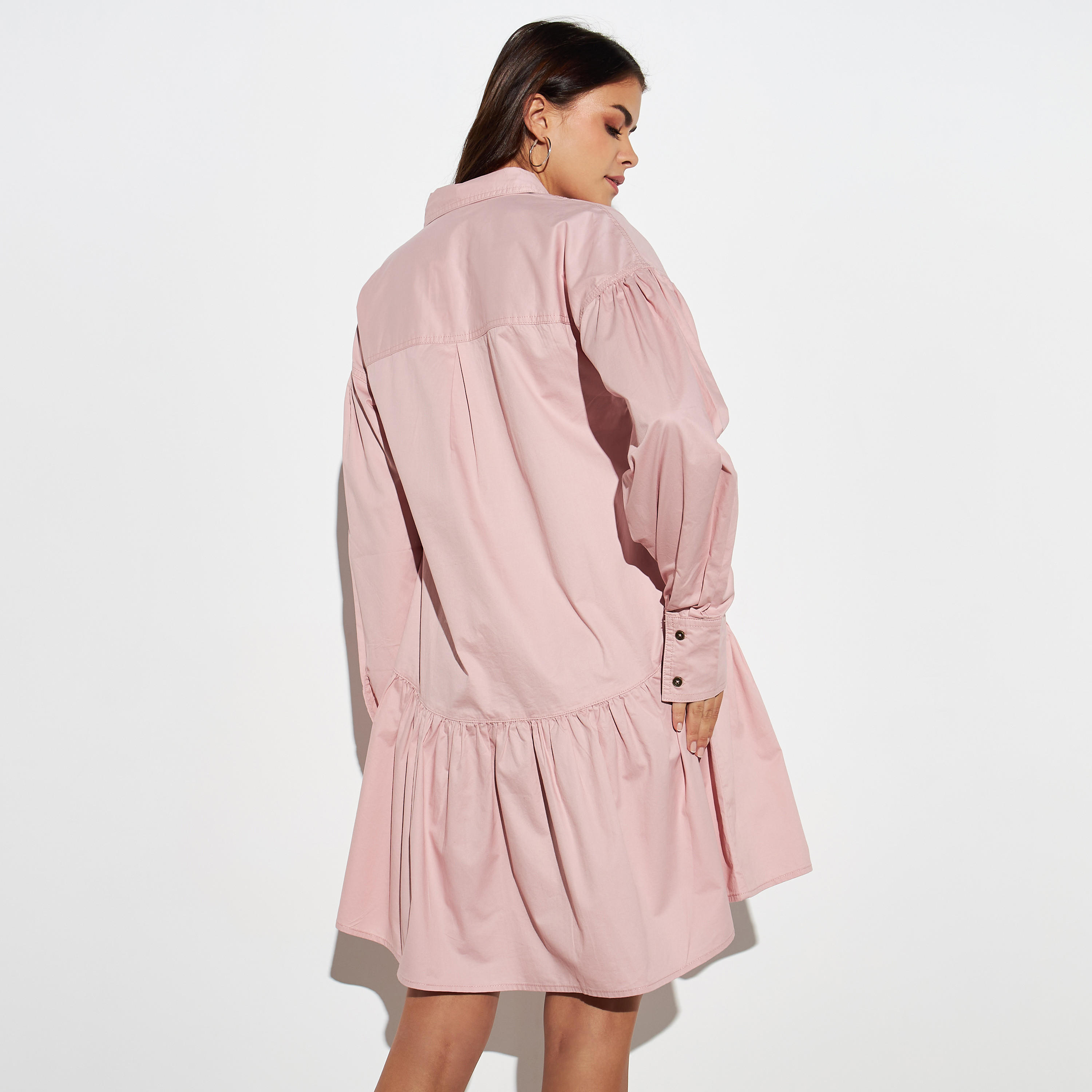 فستان قميص بخصر منسدل وجيوب وأكمام طويلة-women-clothing-dresses-image-4
