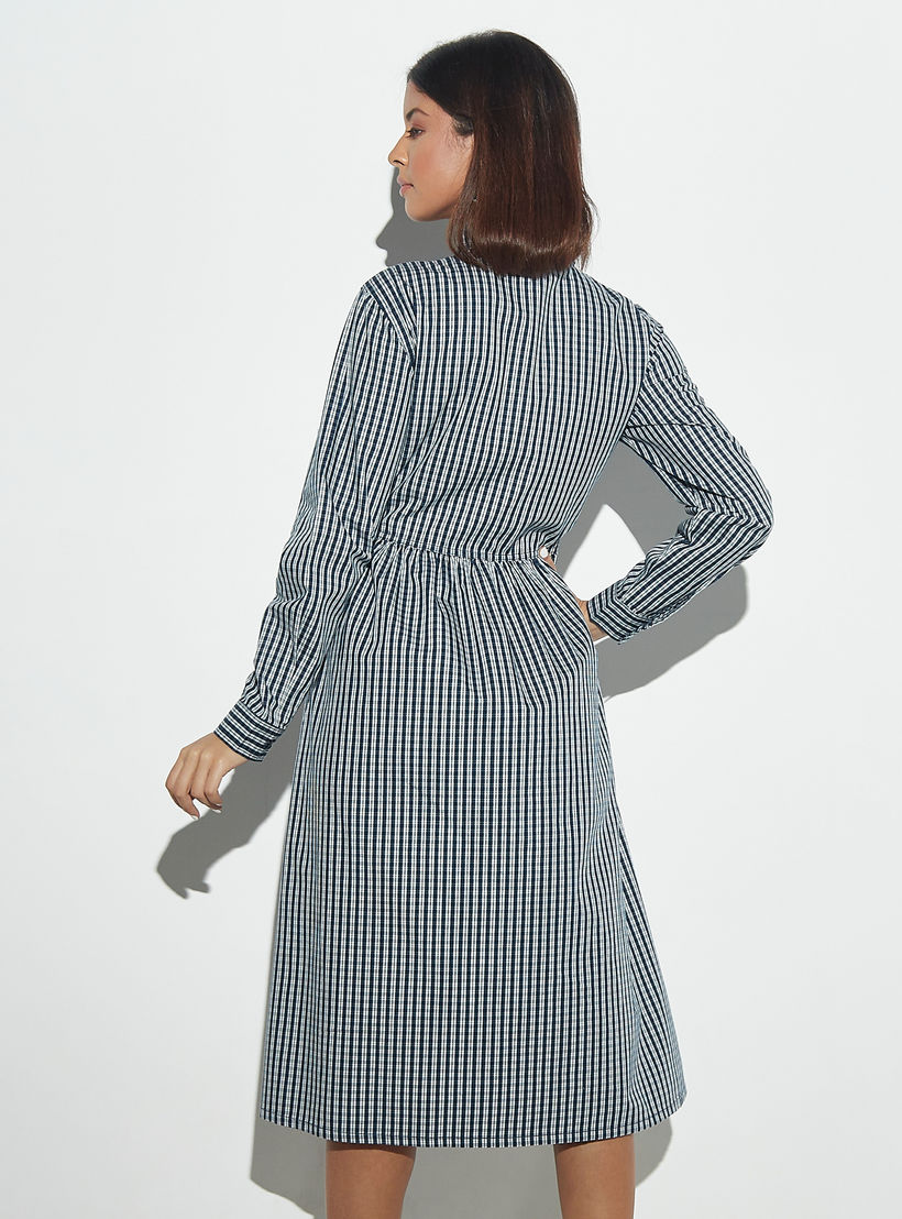 فستان قميص كاروهات بأكمام طويلة وجيوب-women-clothing-dresses-image-3