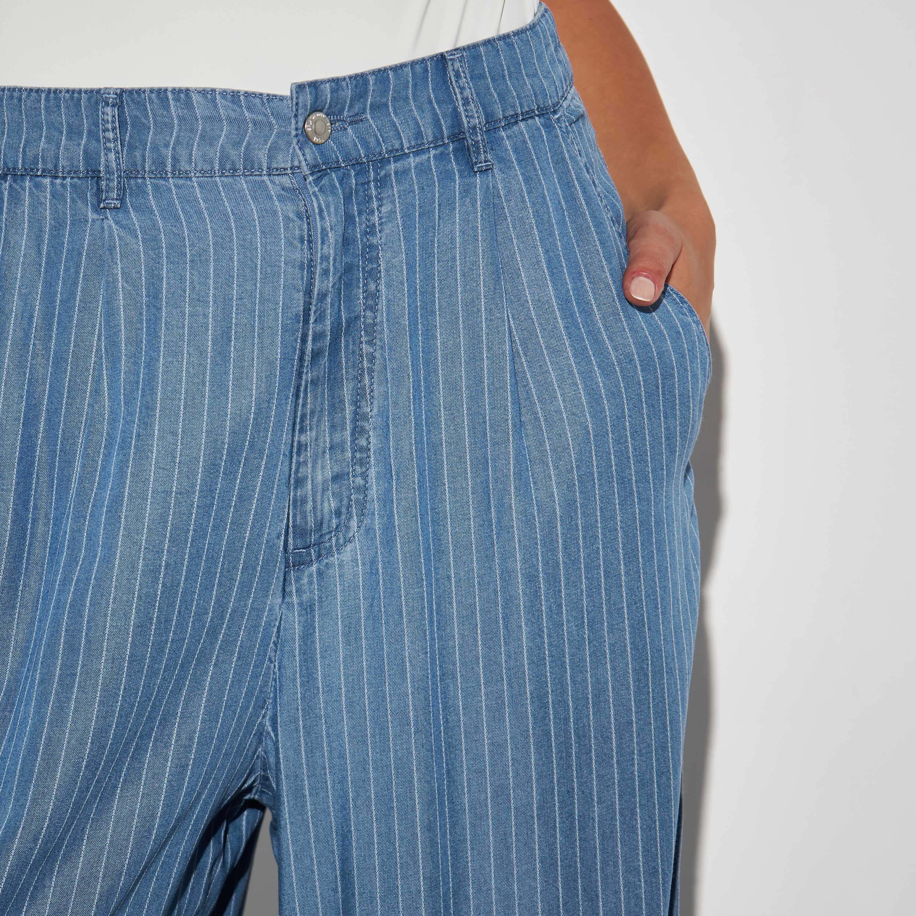 بنطلون جينز مخطّط واسع الساقين بزر إغلاق وجيوب-women-clothing-bottoms-jeans-image-4