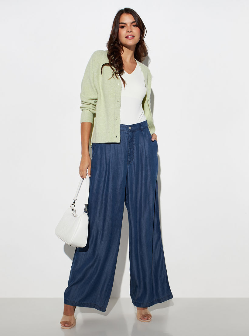 Solid Wide Leg Jeans with Button Closure and Pockets-women-clothing-bottoms-jeans-image-2