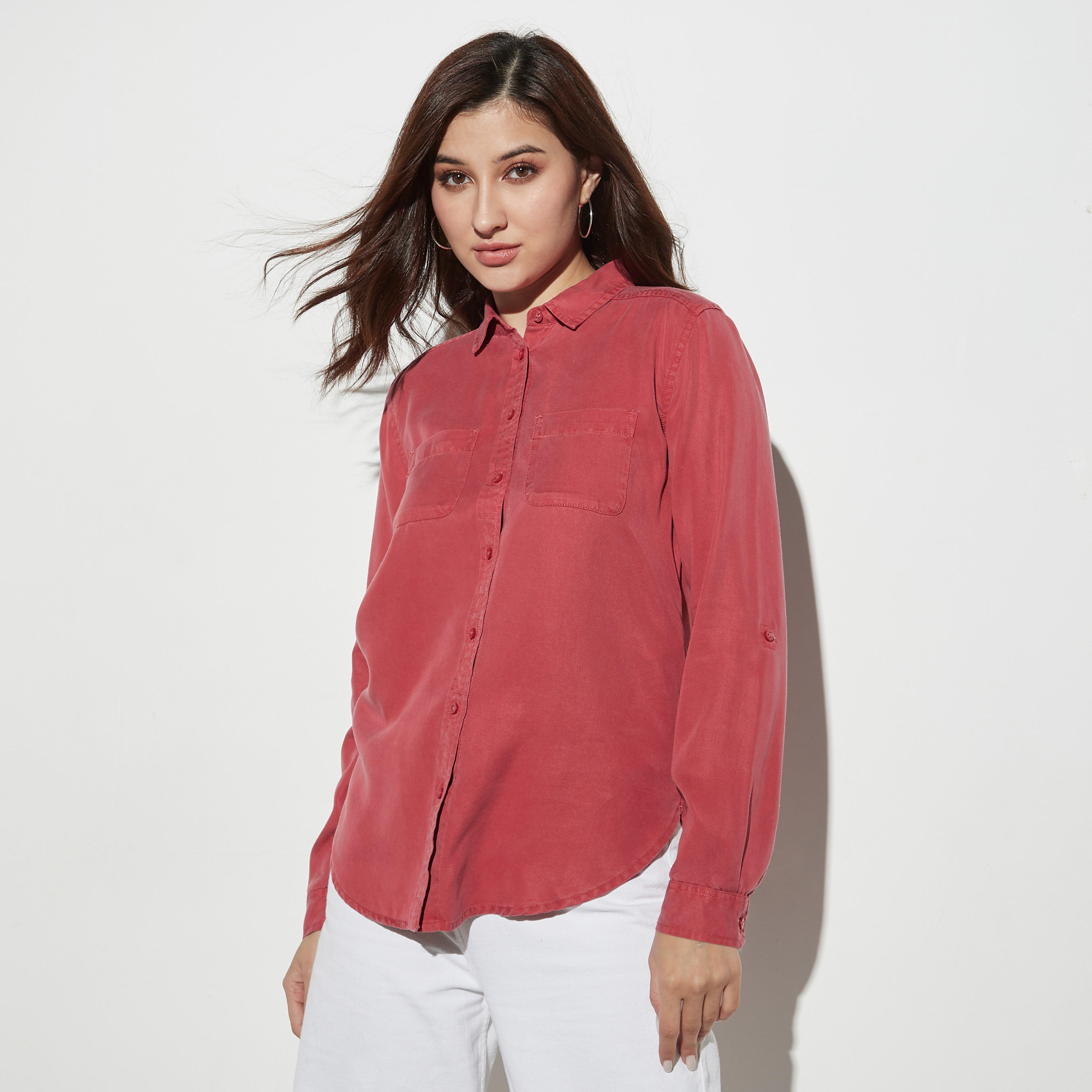 قميص دنيم بأكمام طويلة وجيوب-women-clothing-shirtsandblouses-shirts-image-1