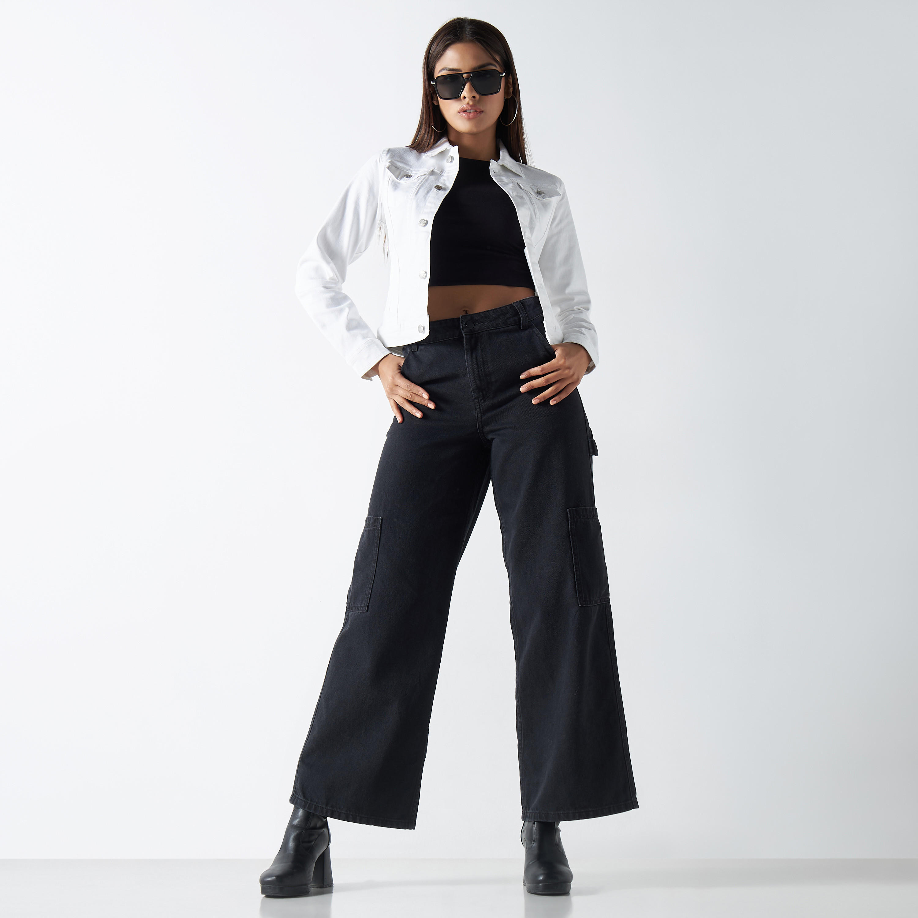 جاكيت دنيم سادة بأكمام طويلة وجيوب-women-winterwear-coatsandjackets-jackets-image-3