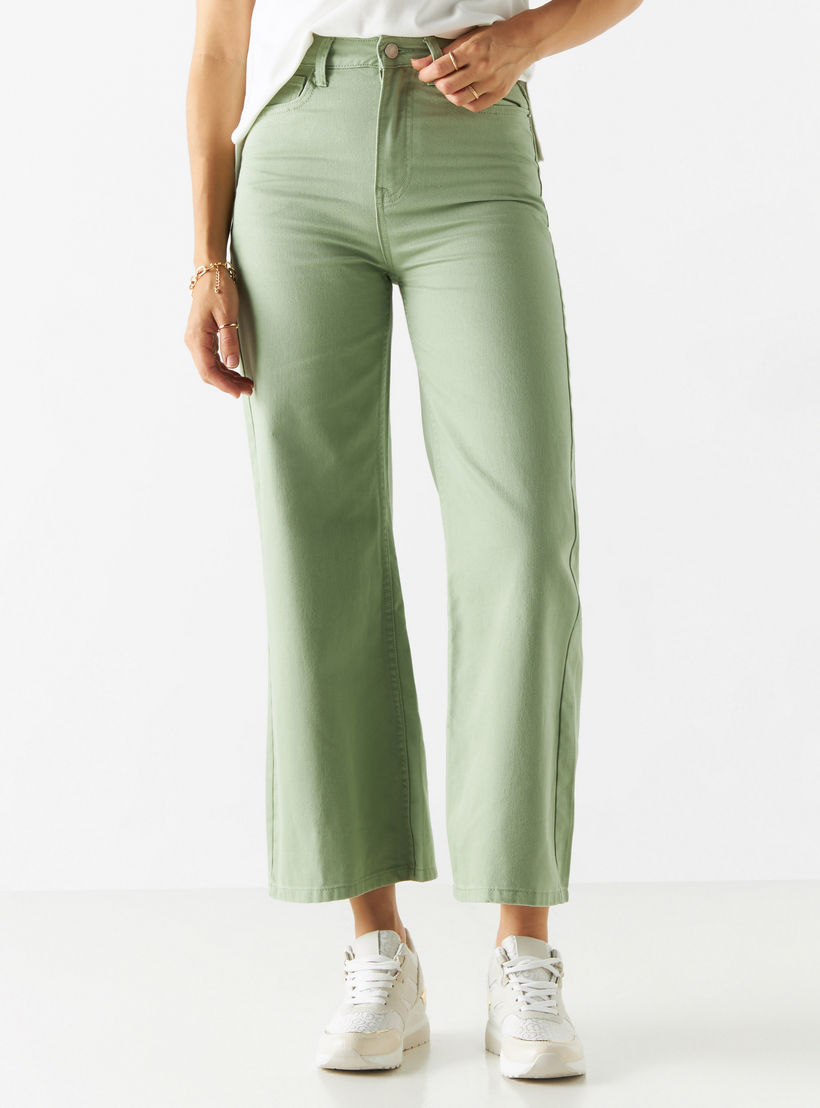 Solid Wide Leg Jeans with Pockets-women-clothing-bottoms-jeans-image-1