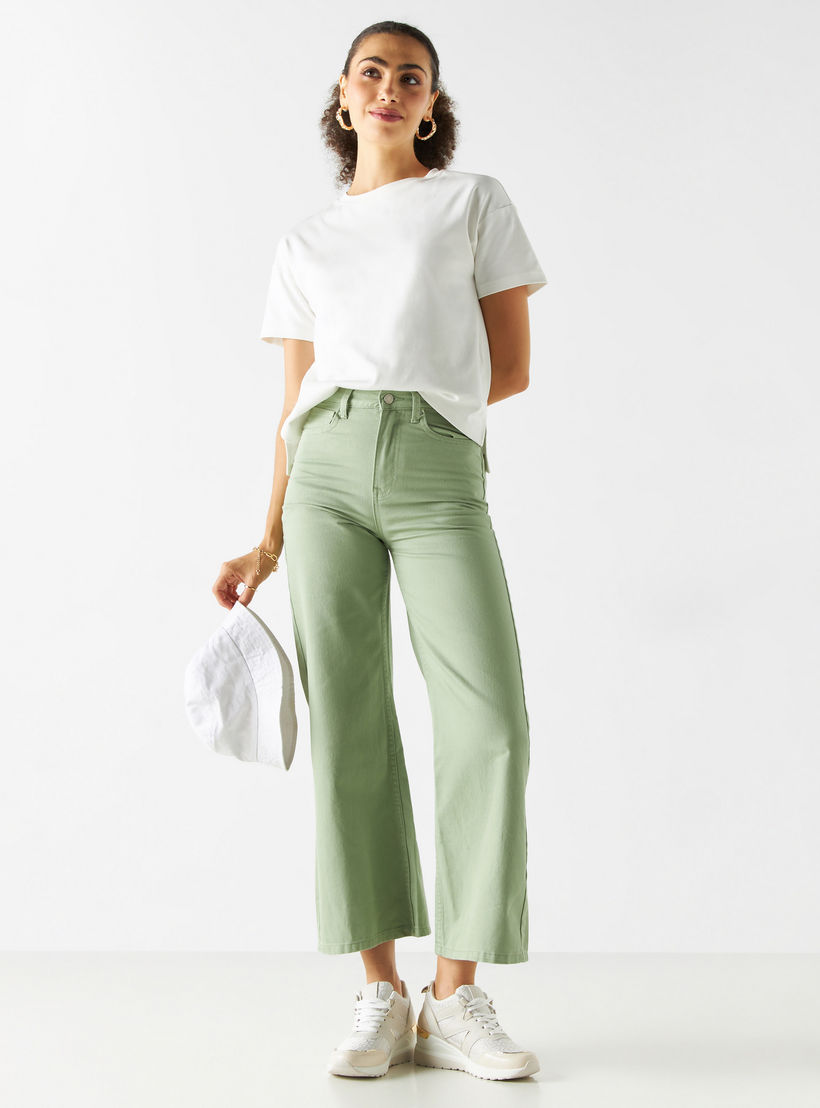 Solid Wide Leg Jeans with Pockets-women-clothing-bottoms-jeans-image-2