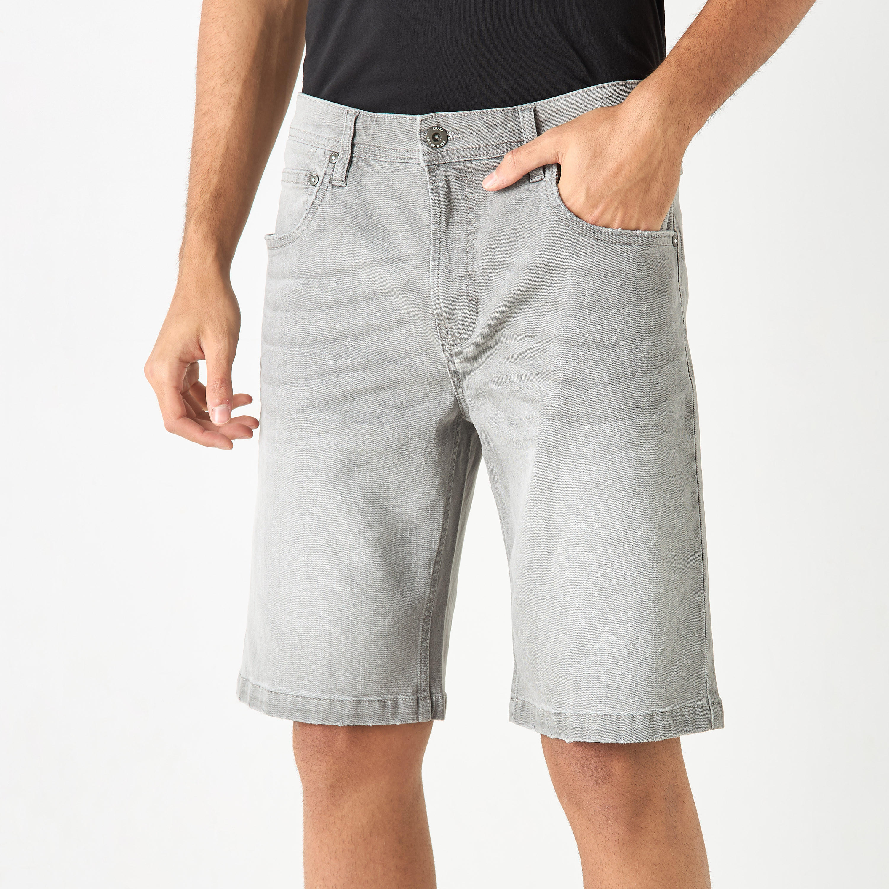 Denim Shorts with Pockets and Button Closure-men-clothing-bottoms-shorts-image-26