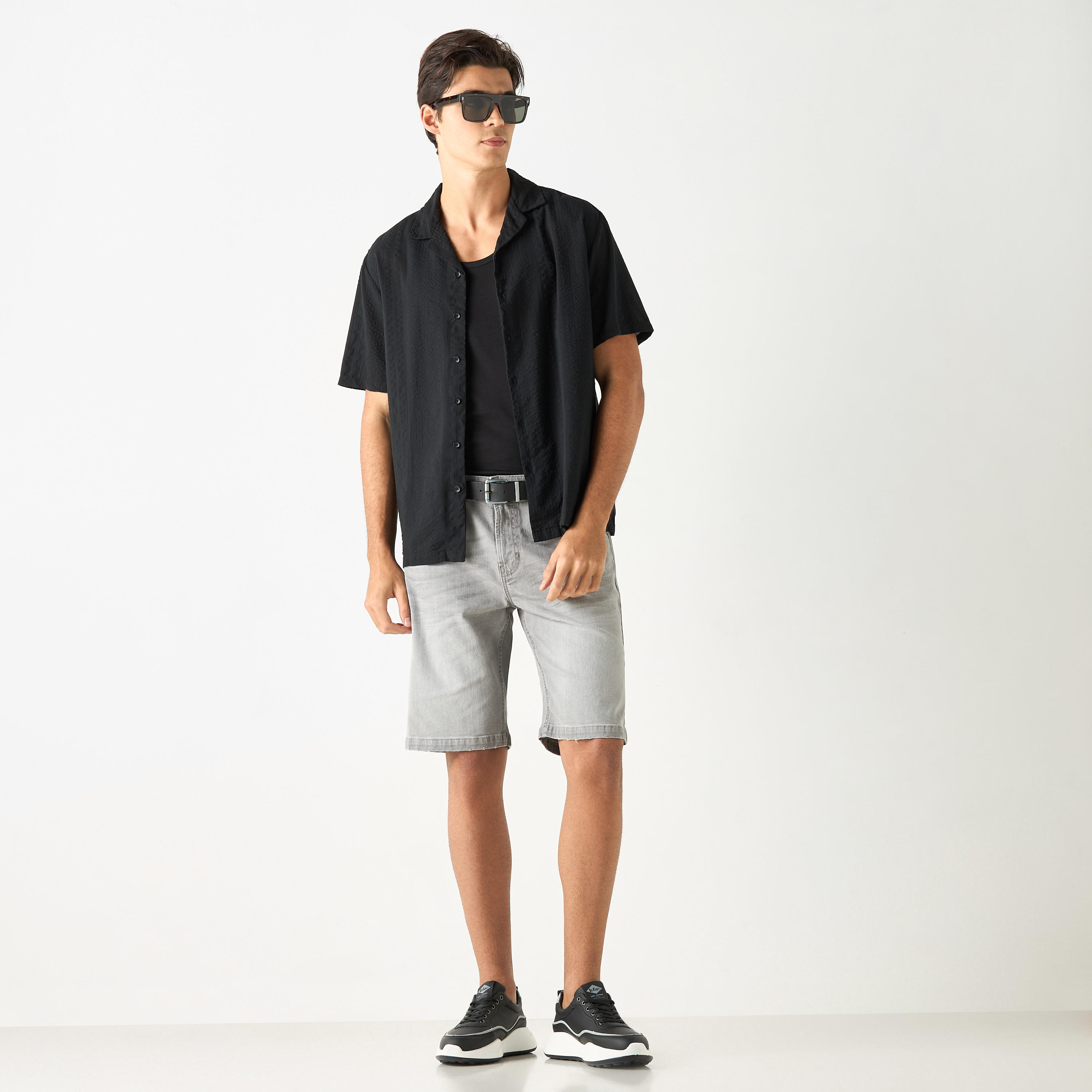 Denim Shorts with Pockets and Button Closure-men-clothing-bottoms-shorts-image-27