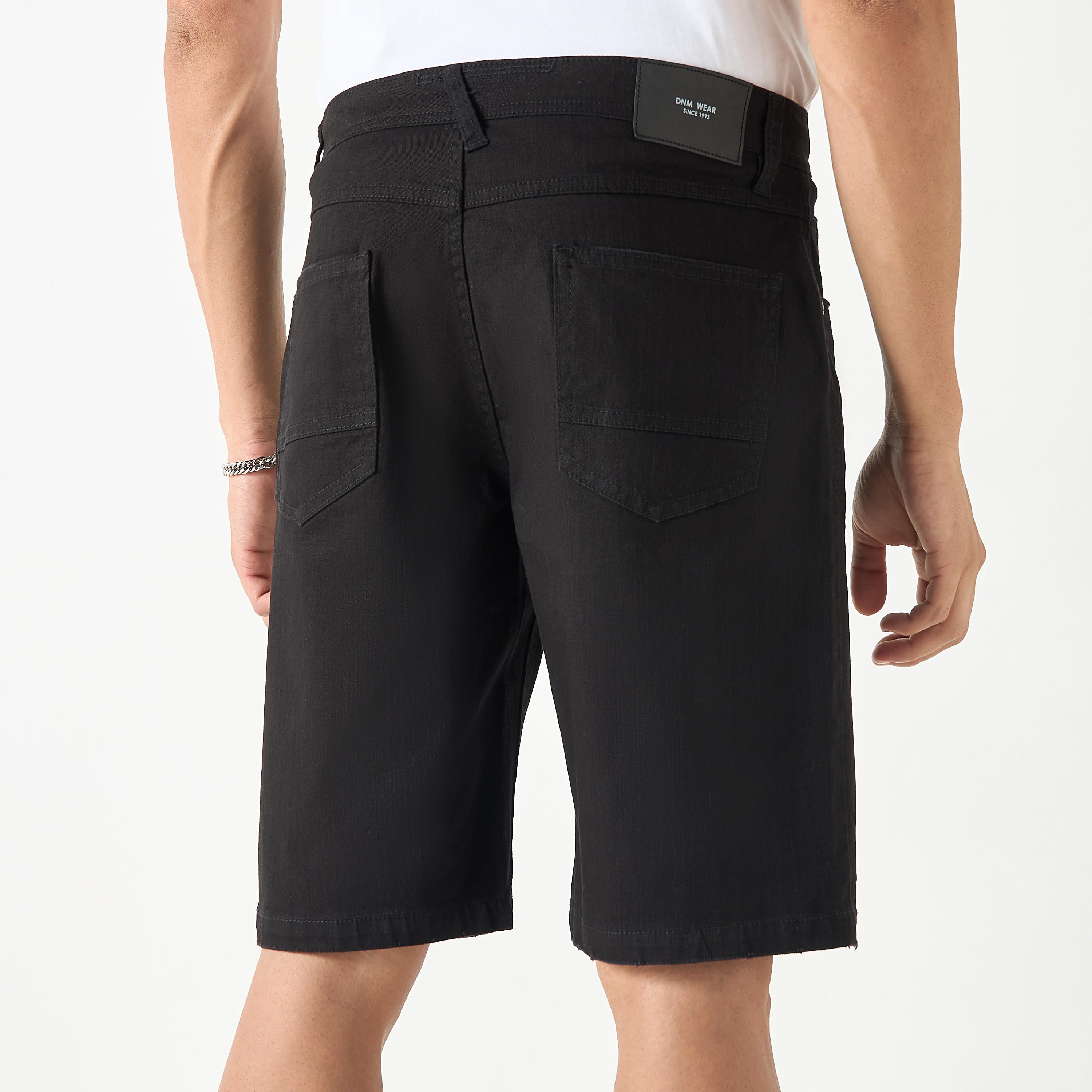 Denim Shorts with Pockets and Button Closure-men-clothing-bottoms-shorts-image-23
