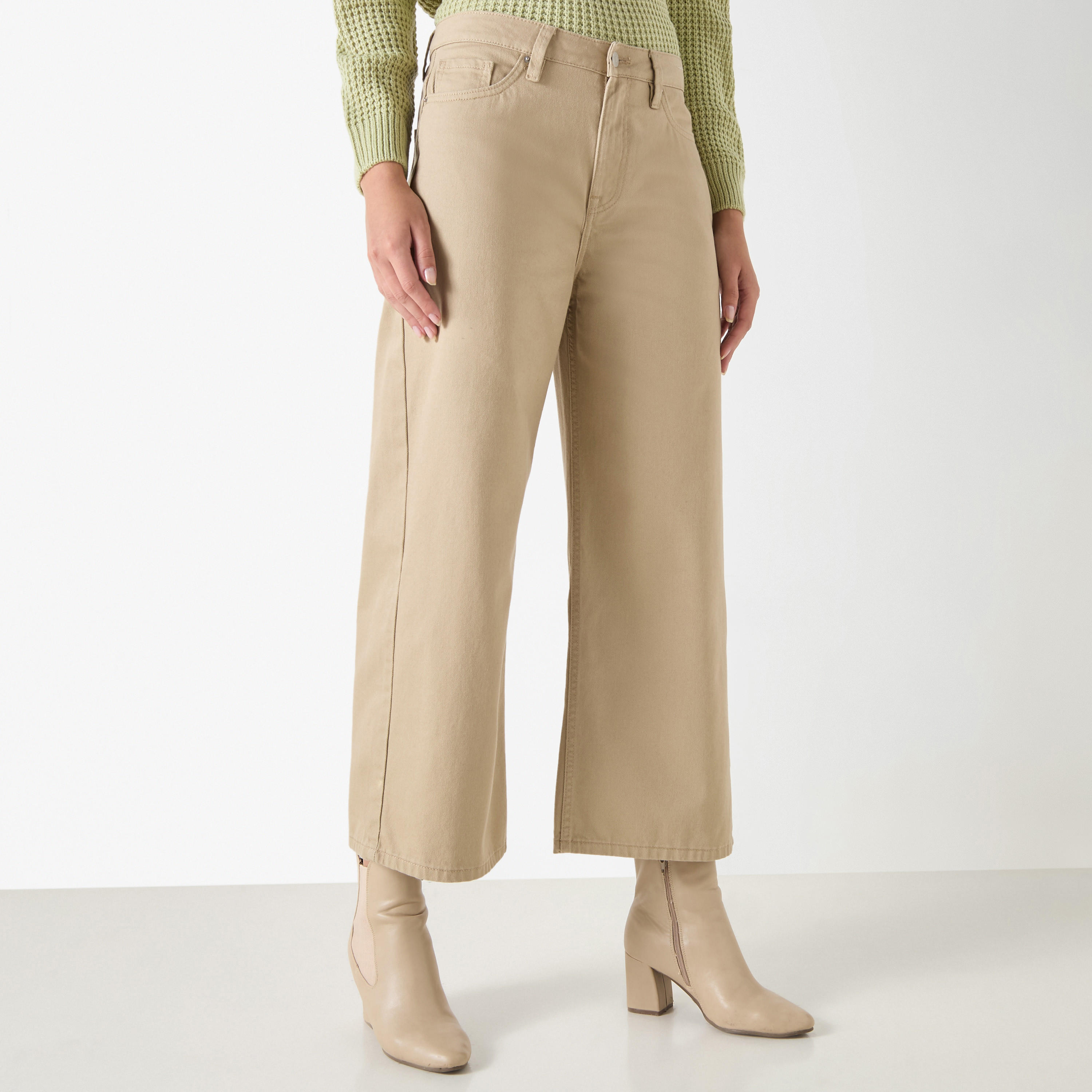 بنطلون جينز سادة واسع الساقين بخصر متوسط الارتفاع-women-clothing-bottoms-jeans-image-9