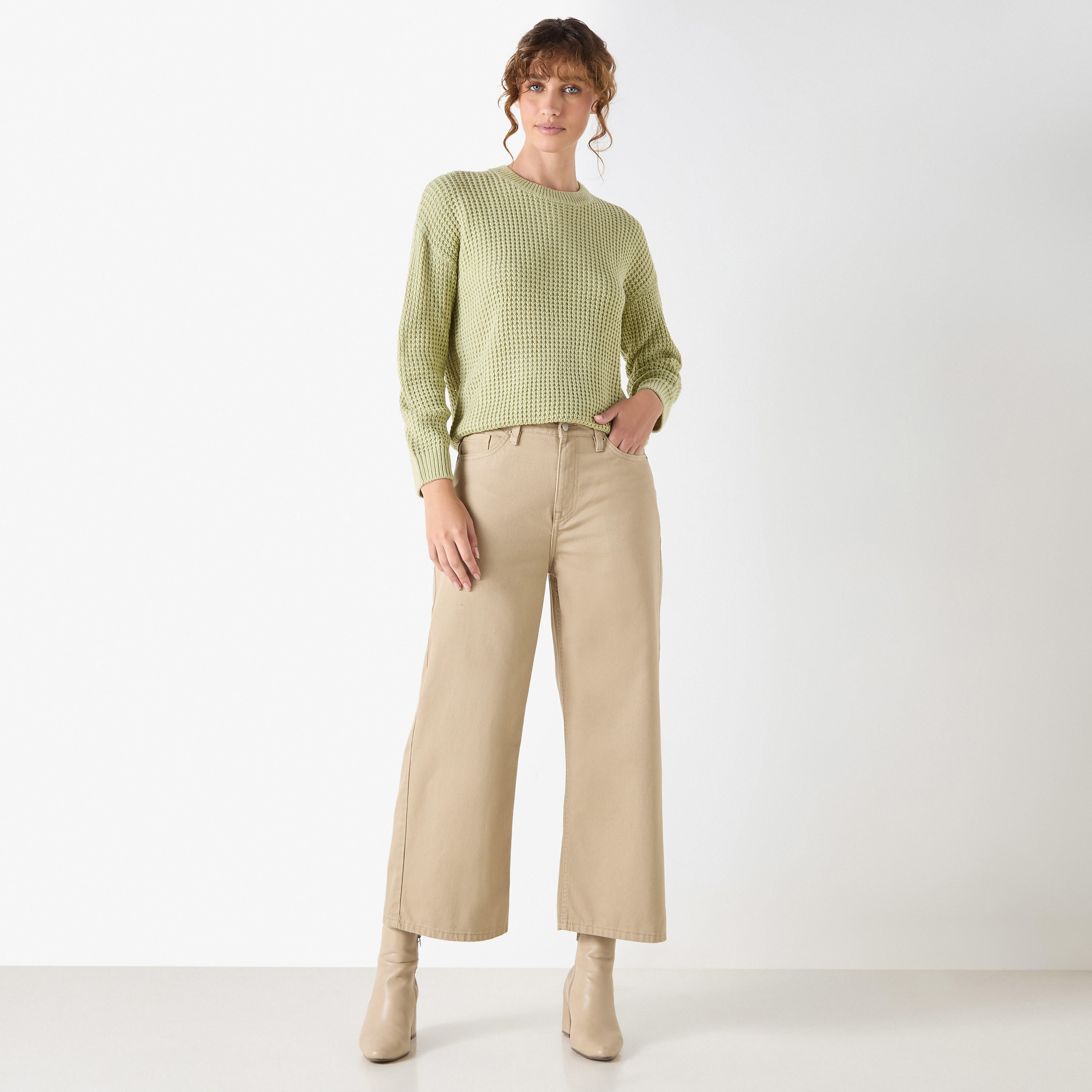 بنطلون جينز سادة واسع الساقين بخصر متوسط الارتفاع-women-clothing-bottoms-jeans-image-10