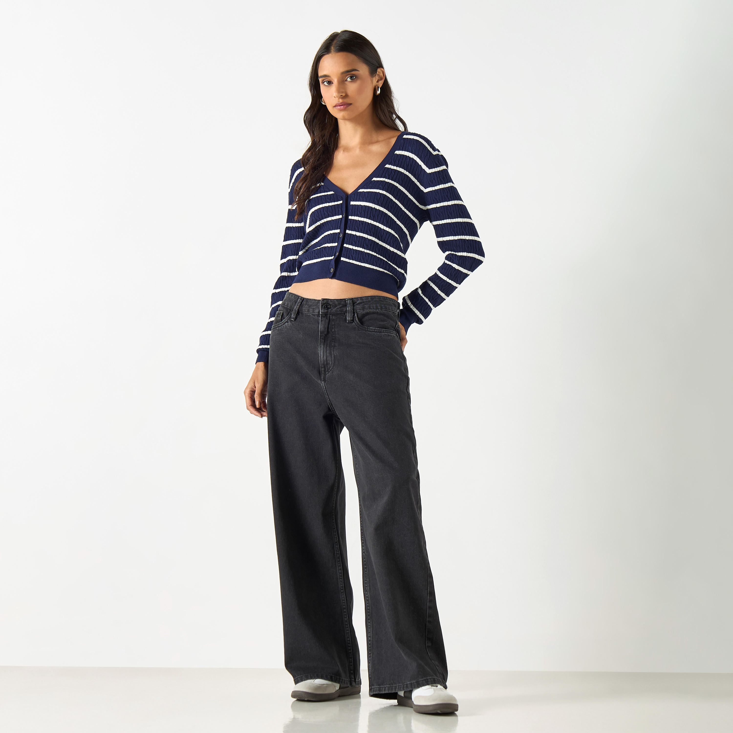 بنطلون جينز سادة واسع الساقين بخصر متوسط الارتفاع-women-clothing-bottoms-jeans-image-6