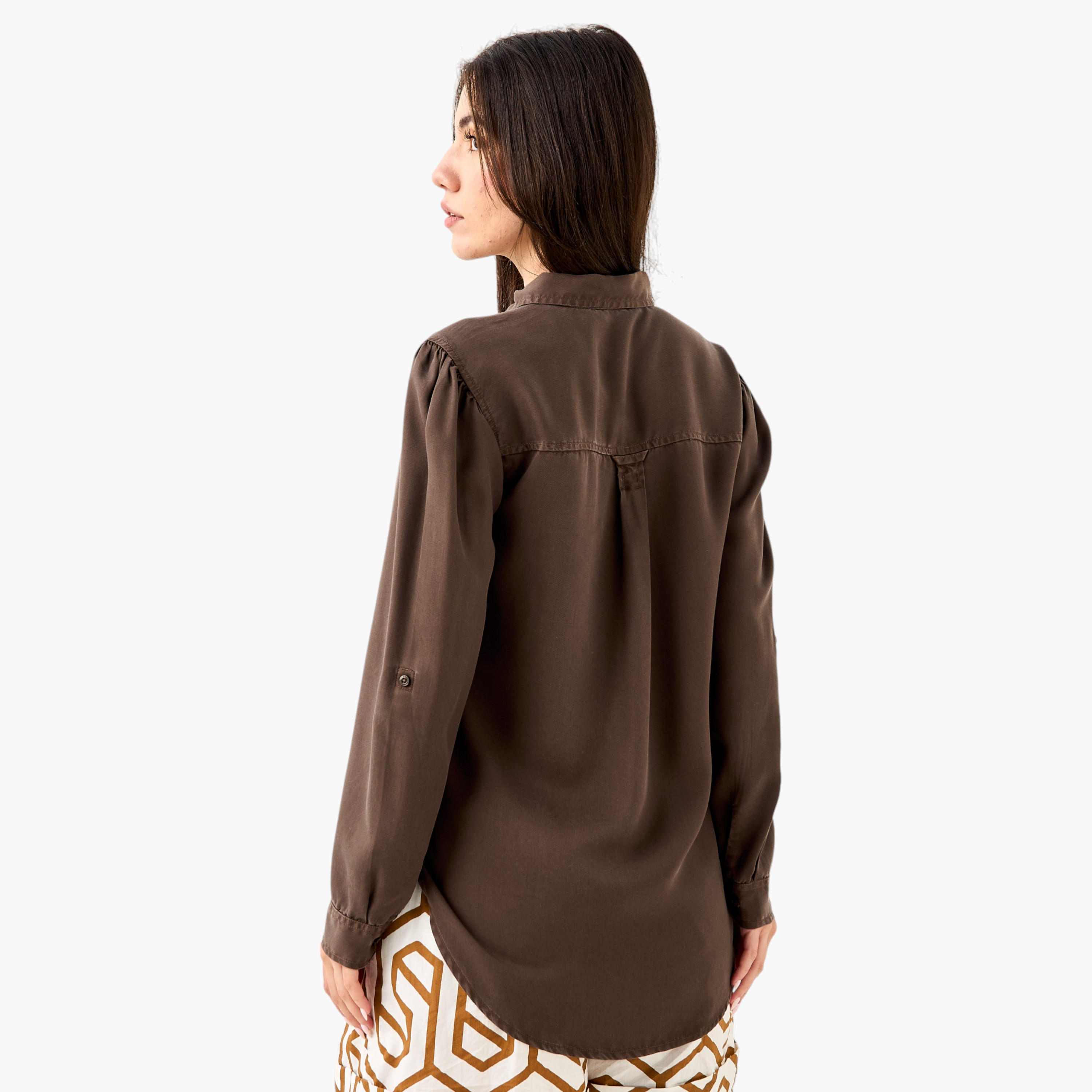 Pocket Detail Shirt with Roll-Up Sleeves-women-clothing-shirtsandblouses-shirts-image-3