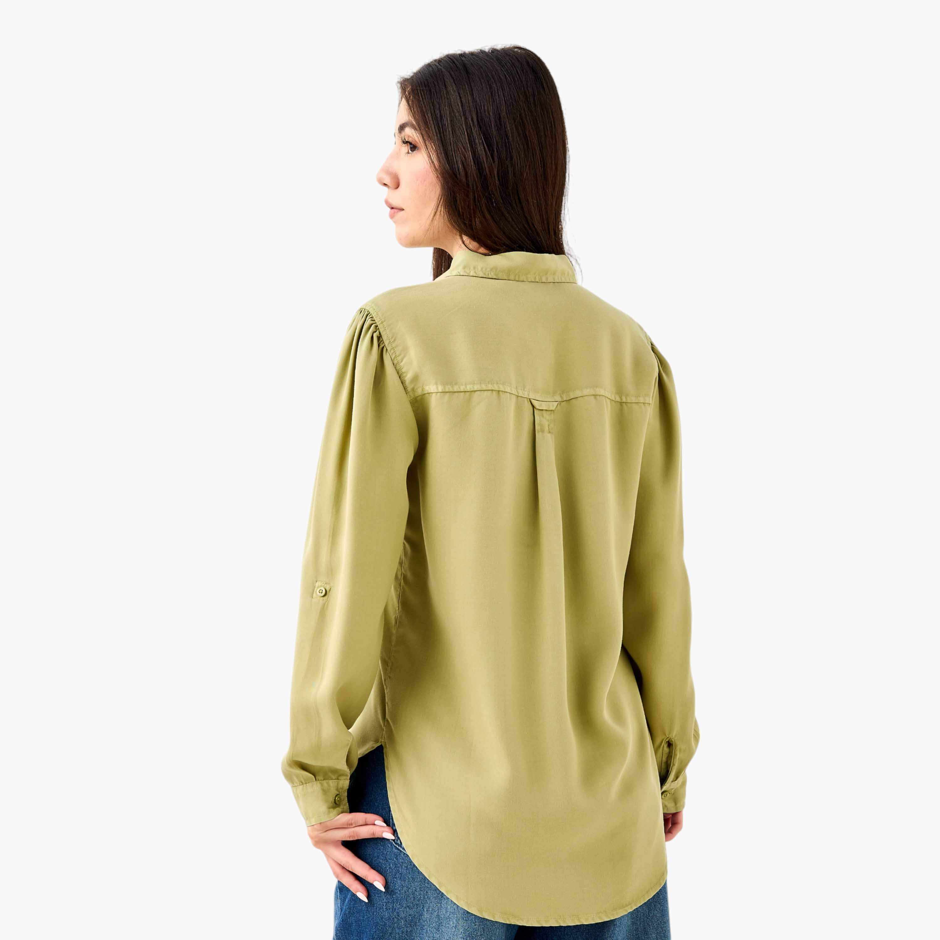 Pocket Detail Shirt with Roll-Up Sleeves-women-clothing-shirtsandblouses-shirts-image-3