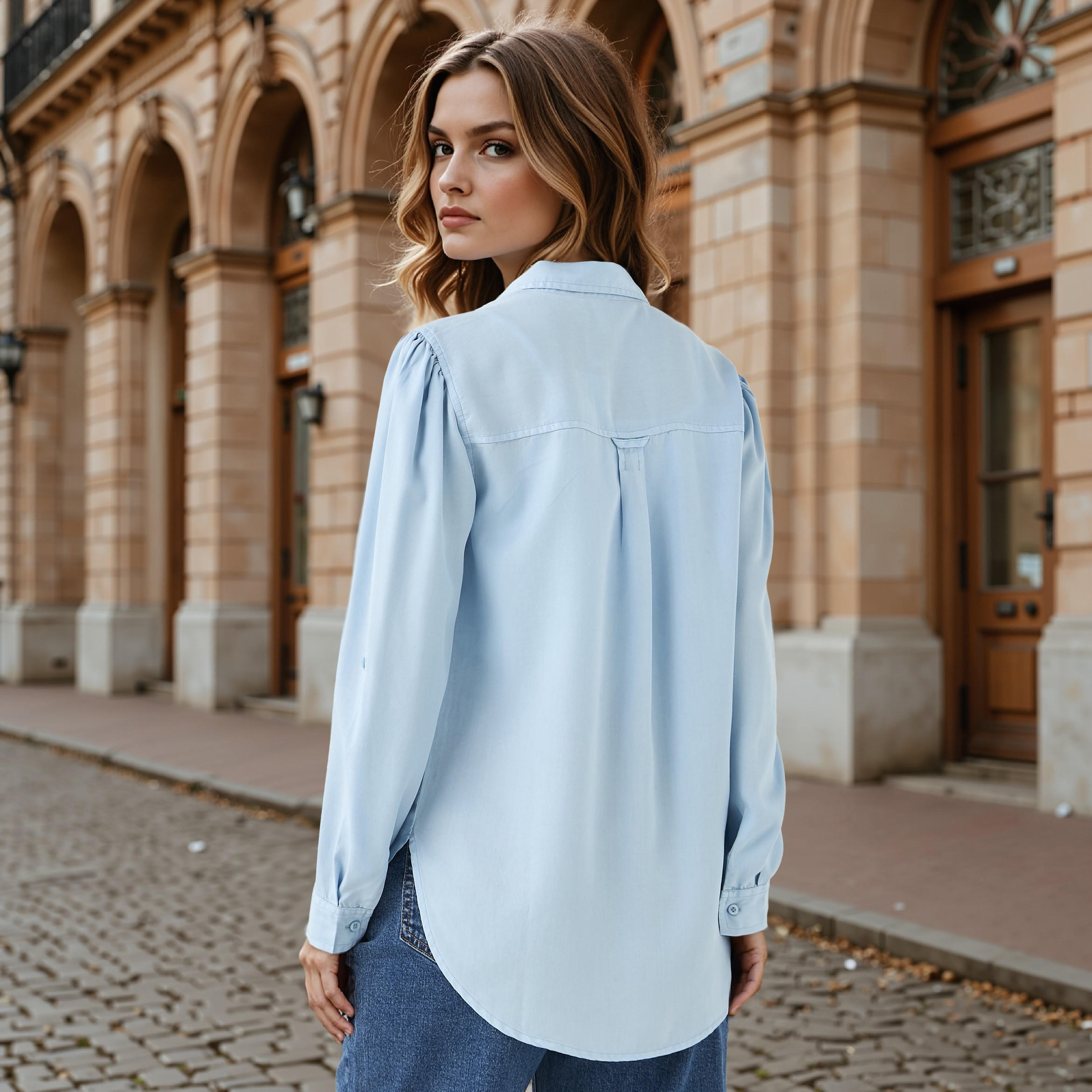 Pocket Detail Shirt with Roll-Up Sleeves-women-clothing-shirtsandblouses-shirts-image-3