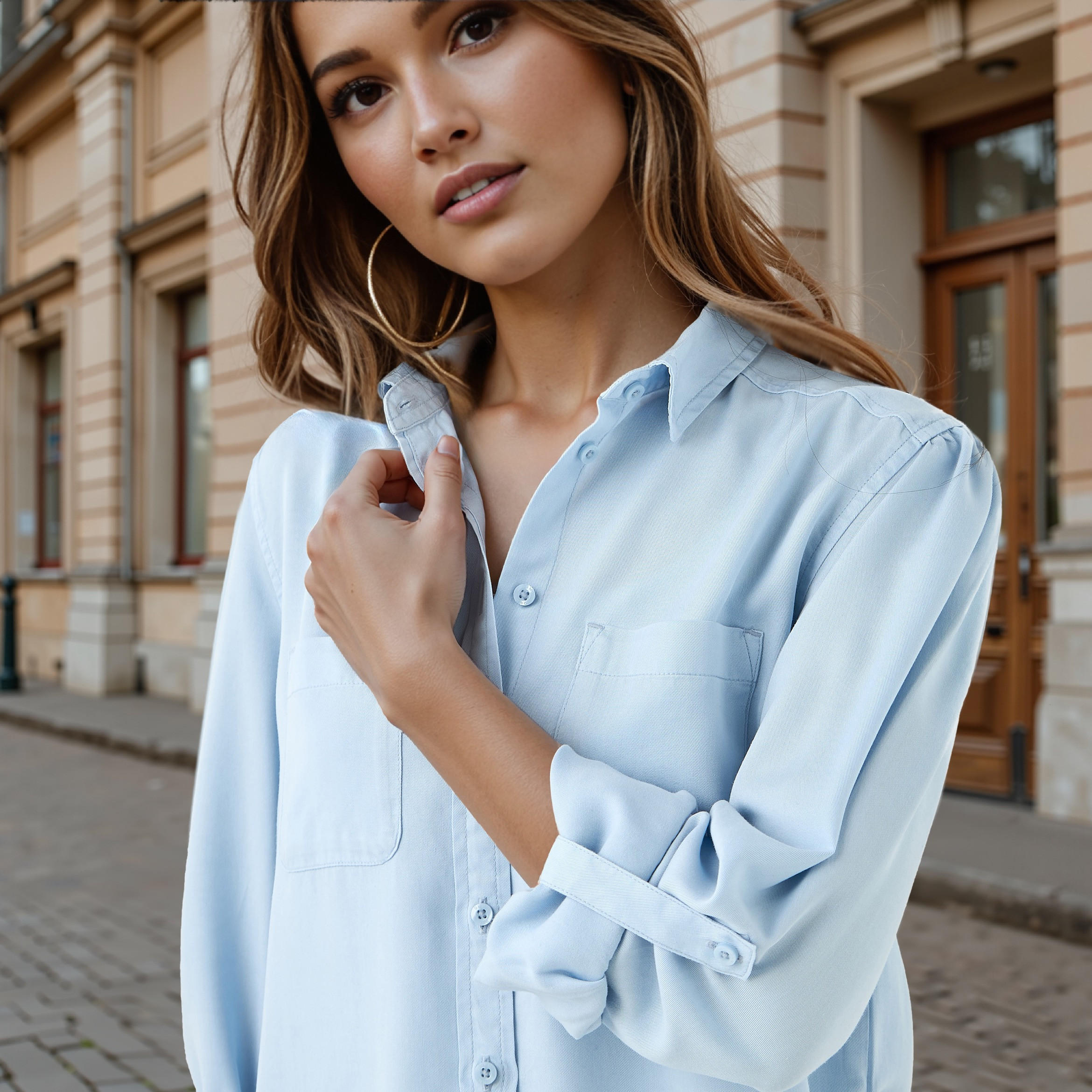 Pocket Detail Shirt with Roll-Up Sleeves-women-clothing-shirtsandblouses-shirts-image-4