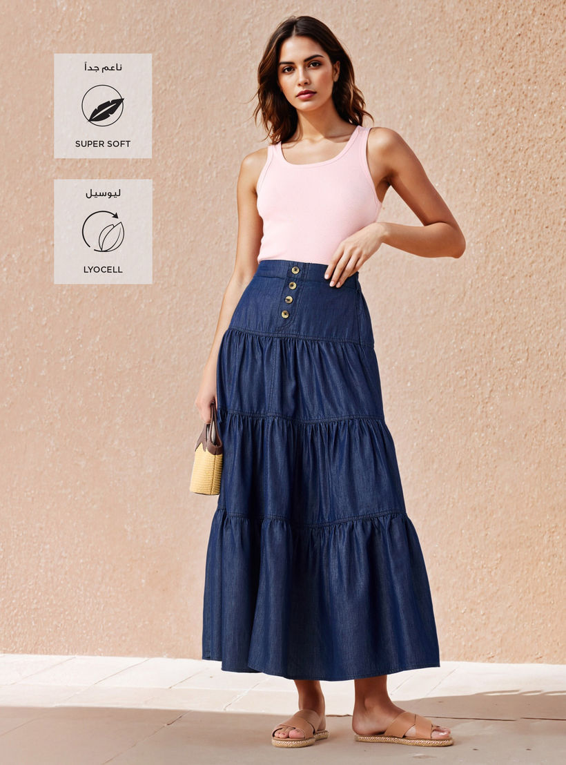 Tiered Denim Maxi Skirt-women-clothing-bottoms-skirts-image-2