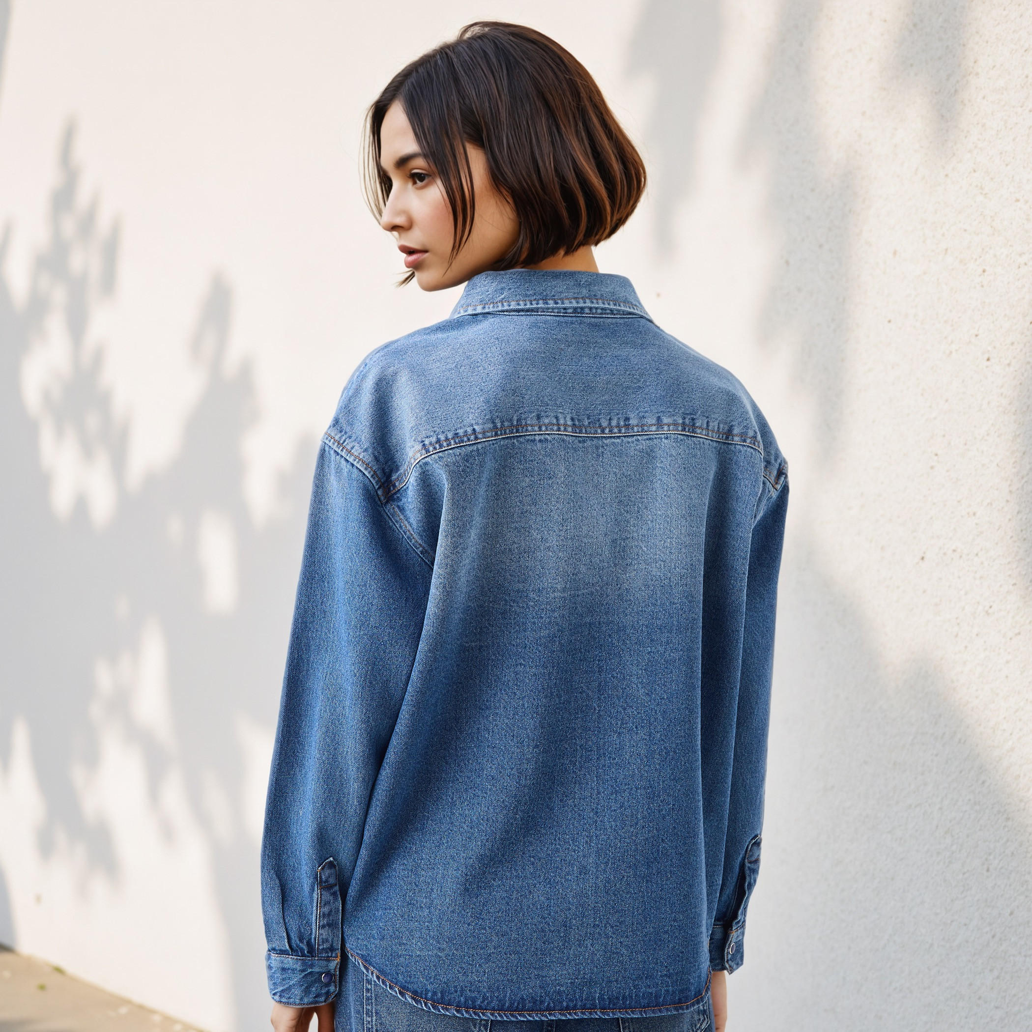 Oversized Collared Cotton Denim Shirt-women-clothing-shirtsandblouses-shirts-image-3