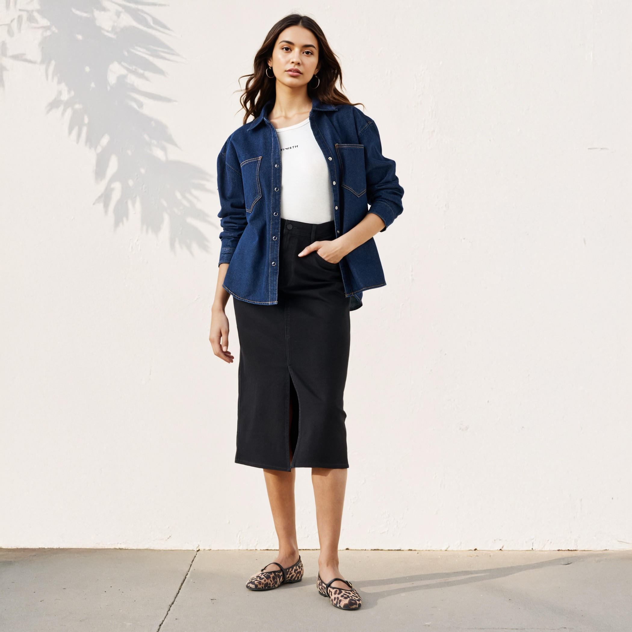 Oversized Collared Cotton Denim Shirt-women-clothing-shirtsandblouses-shirts-image-2