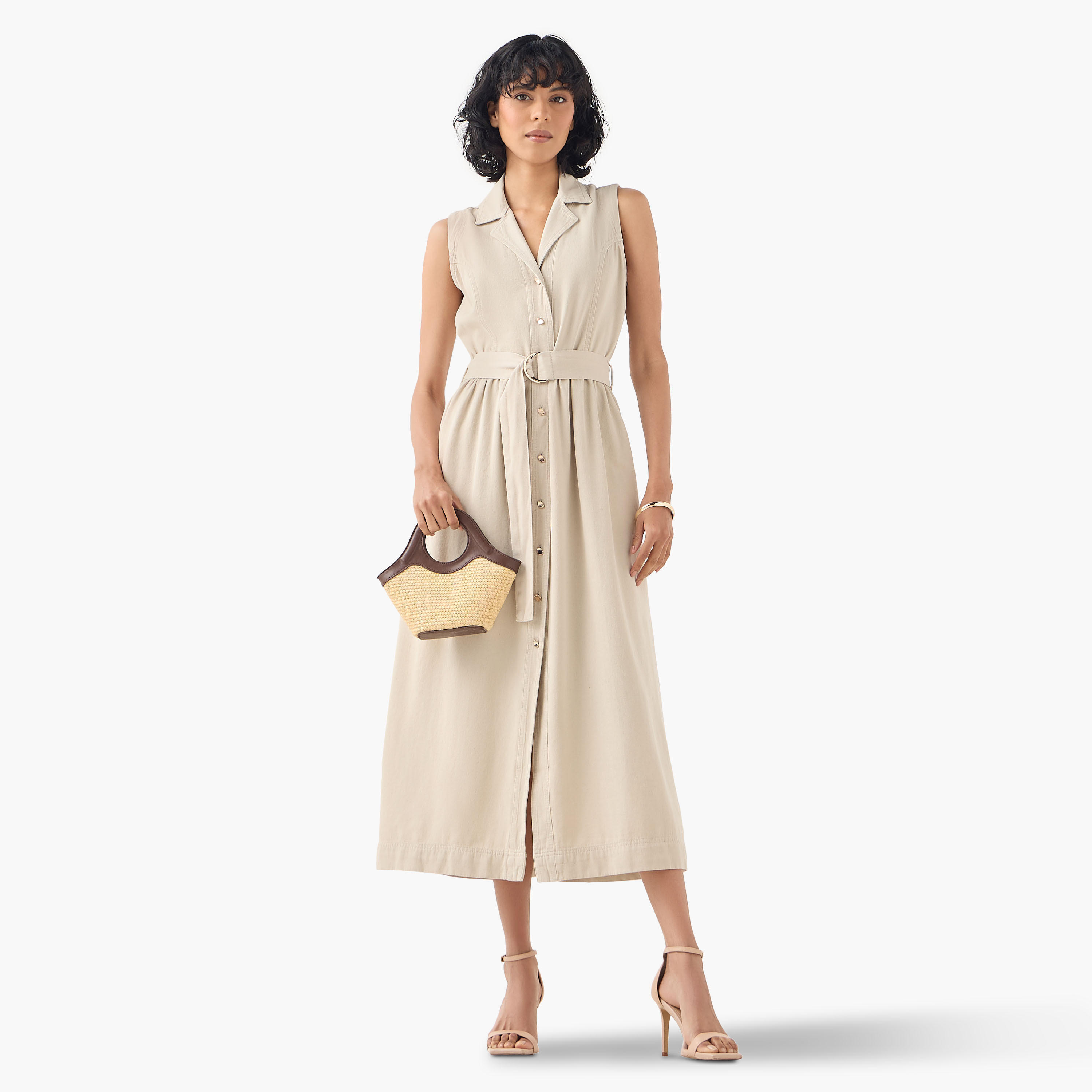 فستان قميص دنيم بدون أكمام مع حزام رباط-women-clothing-dresses-image-1