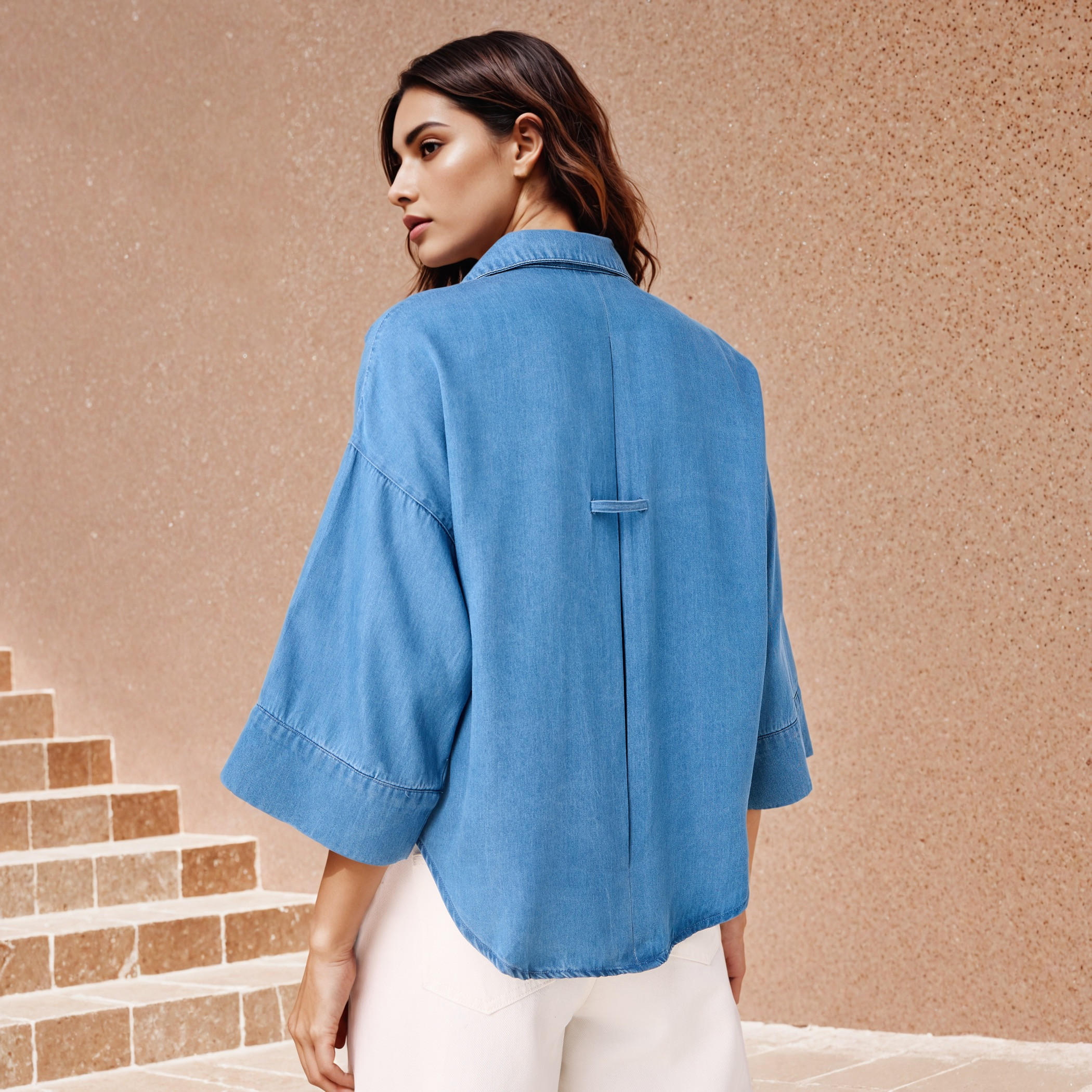 Oversized Denim Shirt with Drop Shoulder Sleeves-women-clothing-shirtsandblouses-shirts-image-3
