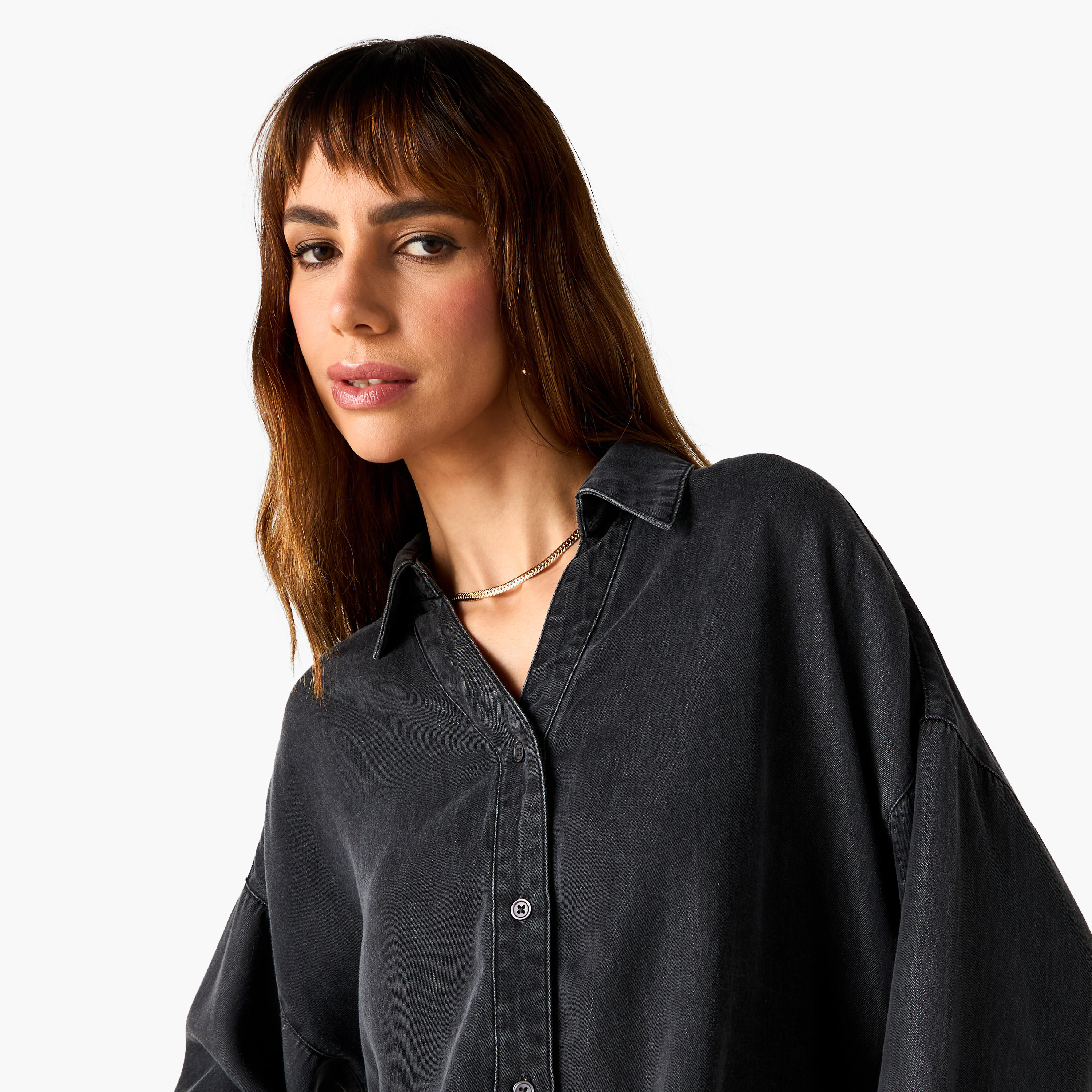 Oversized Denim Shirt with Drop Shoulder Sleeves-women-clothing-shirtsandblouses-shirts-image-4