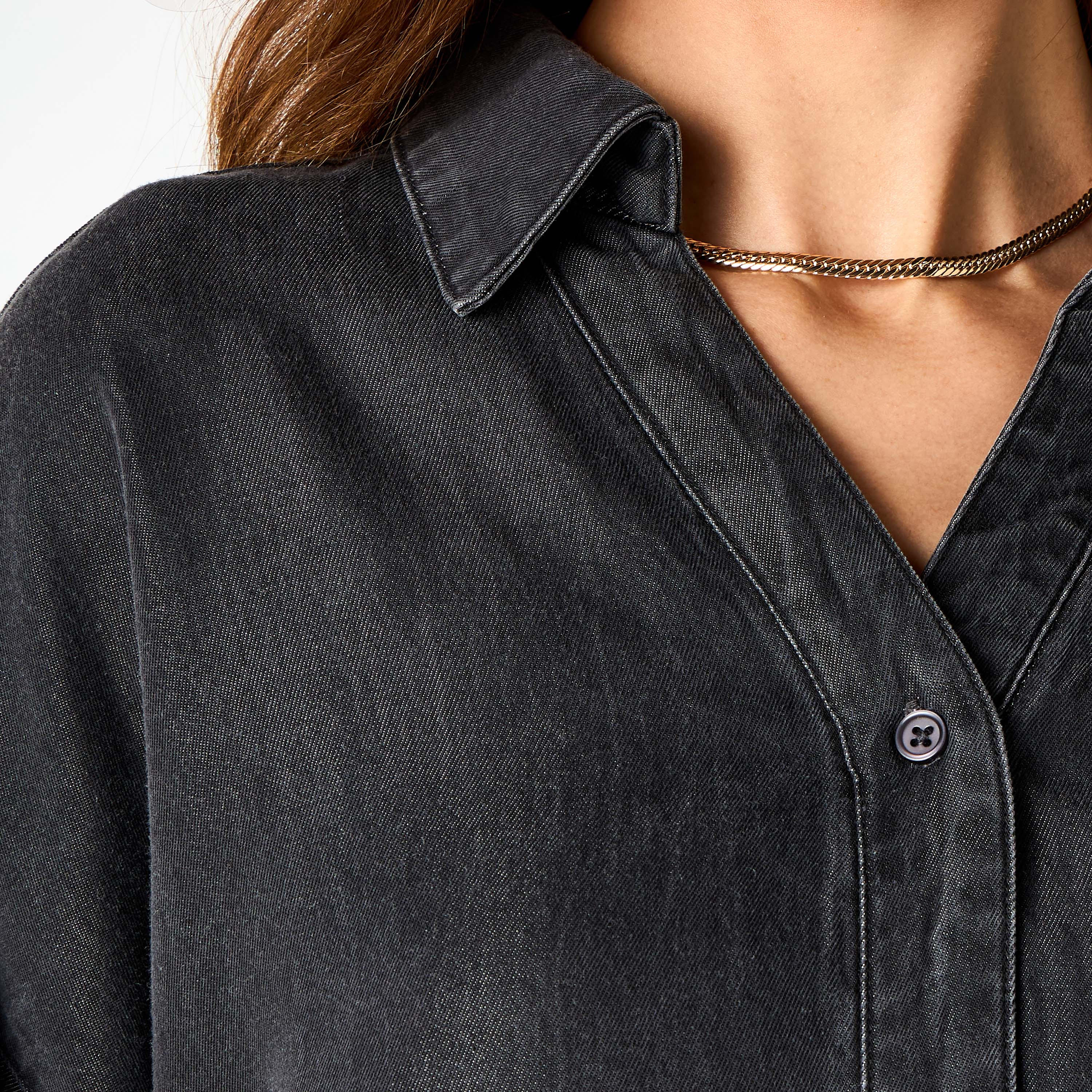 Oversized Denim Shirt with Drop Shoulder Sleeves-women-clothing-shirtsandblouses-shirts-image-5
