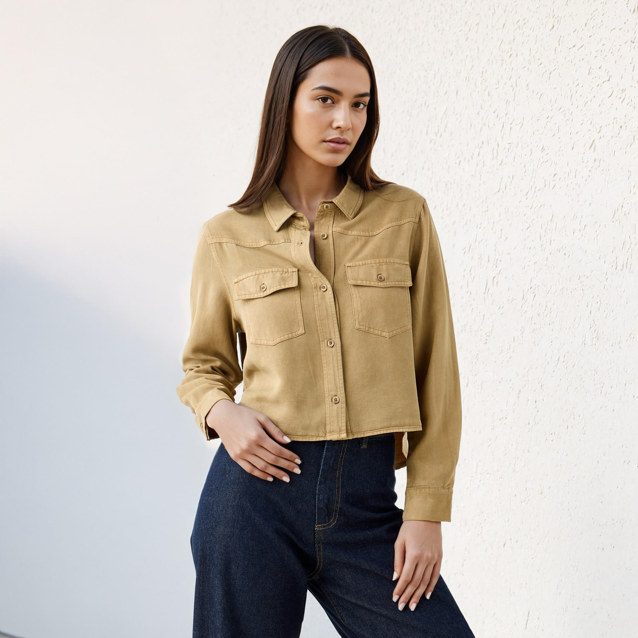 قميص دينم بقصة عادية-women-clothing-shirtsandblouses-shirts-image-1