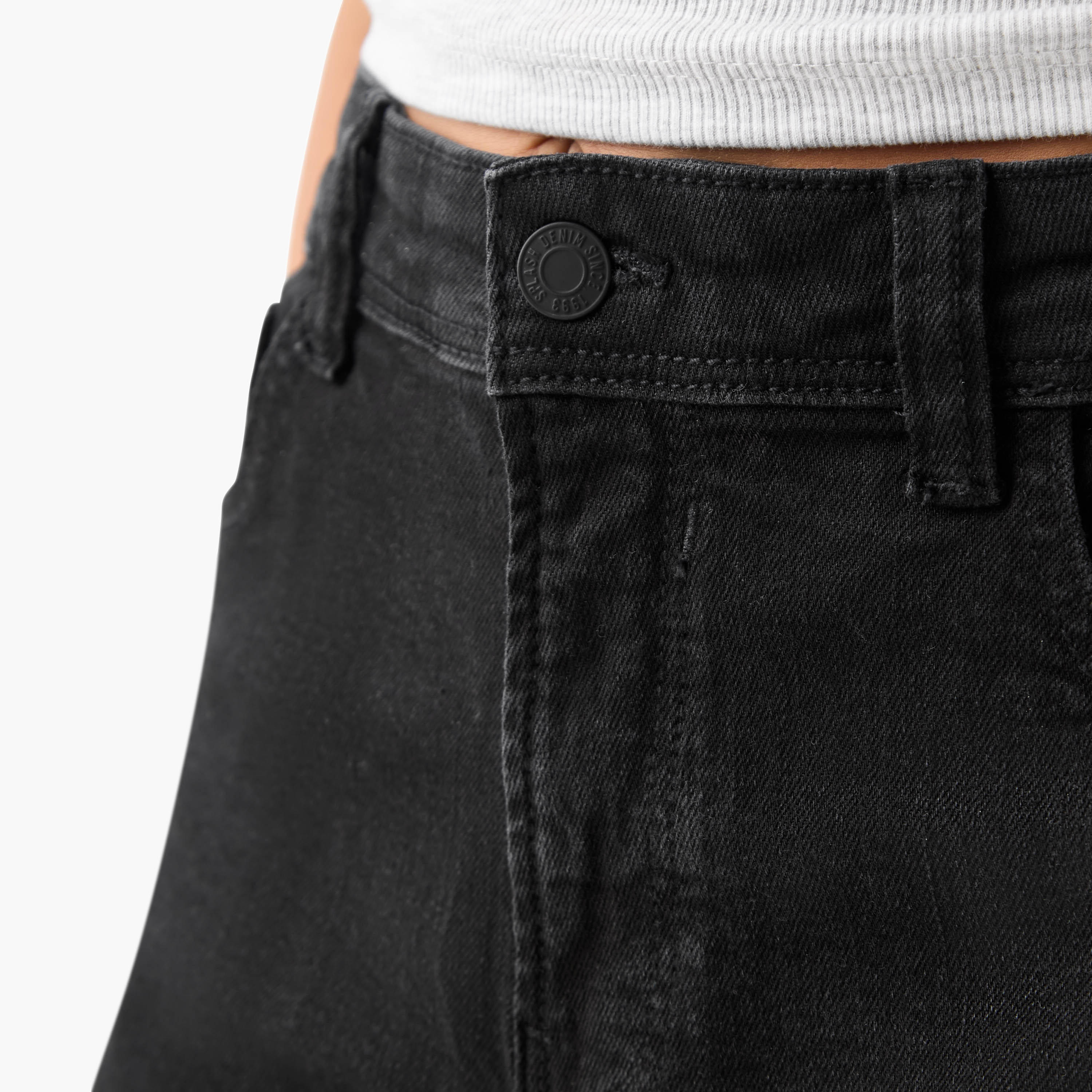 Denim High-Rise Shorts with Cuffed Hem and Pockets-women-clothing-bottoms-shorts-image-9