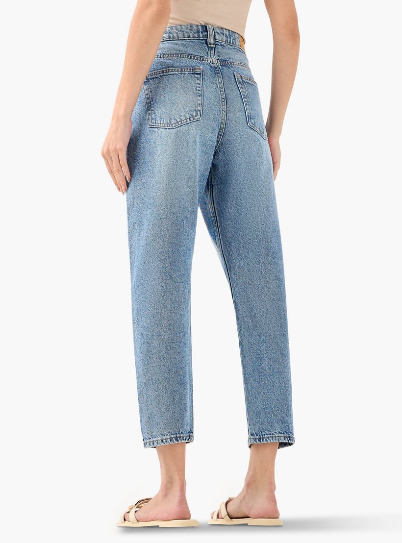 بنطلون جينز بقصة موم وخصر عالي مع جيوب-women-clothing-bottoms-jeans-image-3