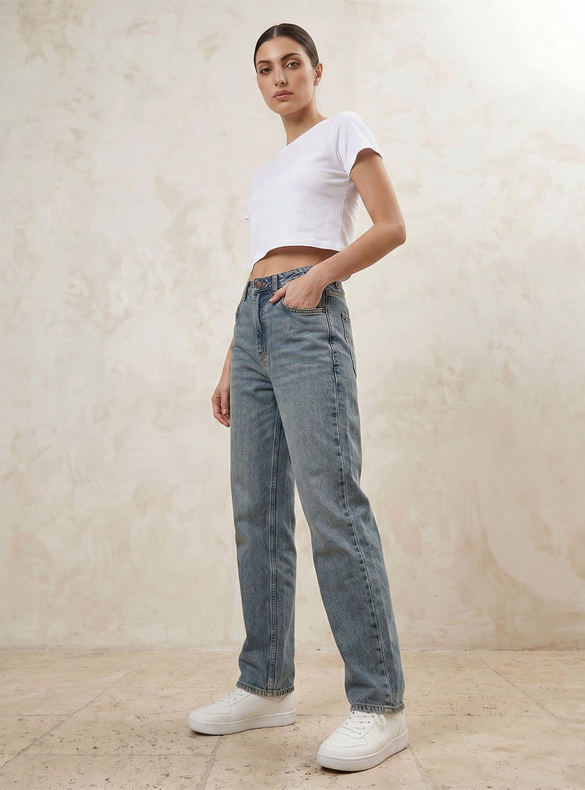 بنطلون جينز بقصّة مستقيمة وخصر مرتفع من سبلاش دنيم-women-clothing-bottoms-jeans-image-3