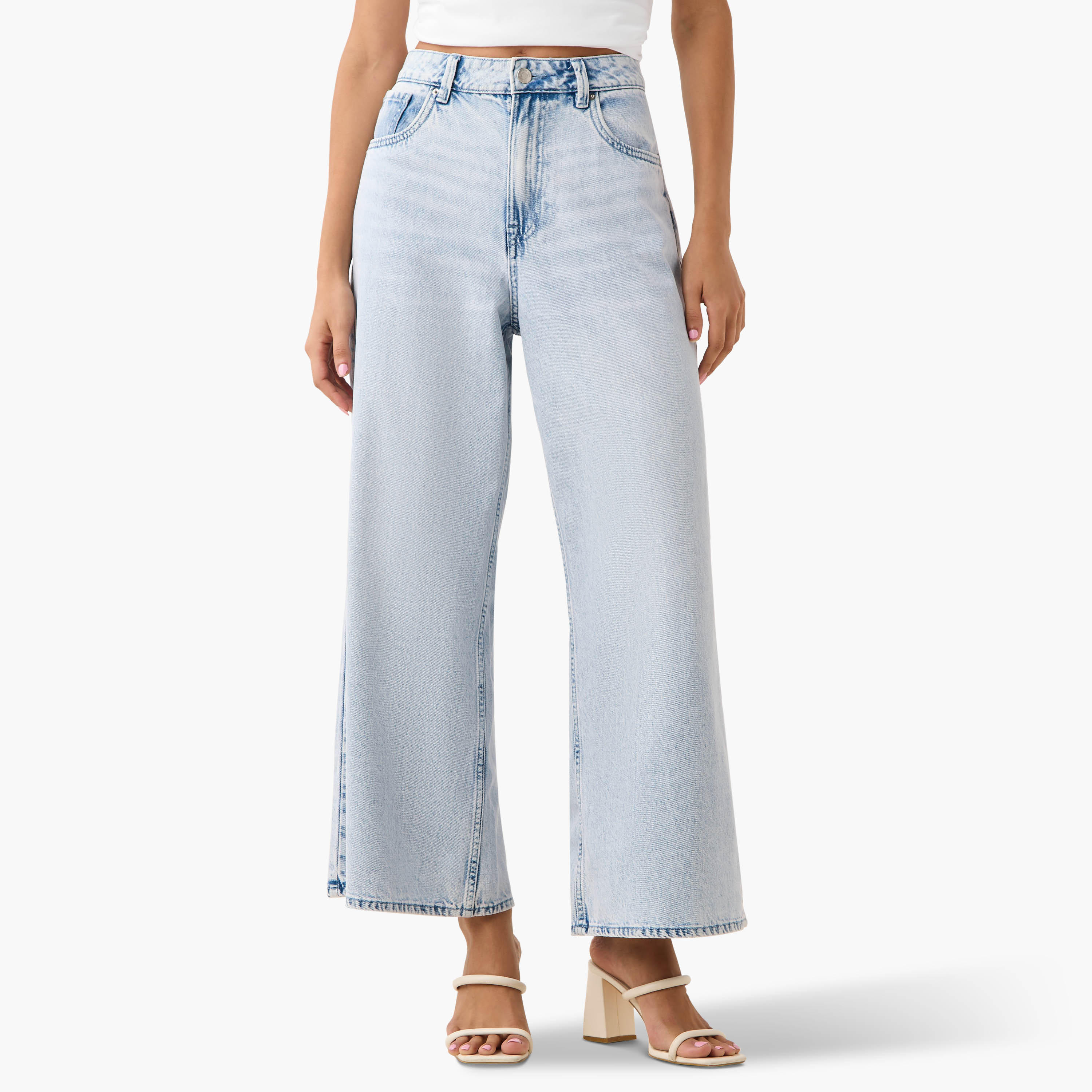 بنطلون جينز قطن واسع الساقين بخصر متوسط الارتفاع-women-clothing-bottoms-jeans-image-5