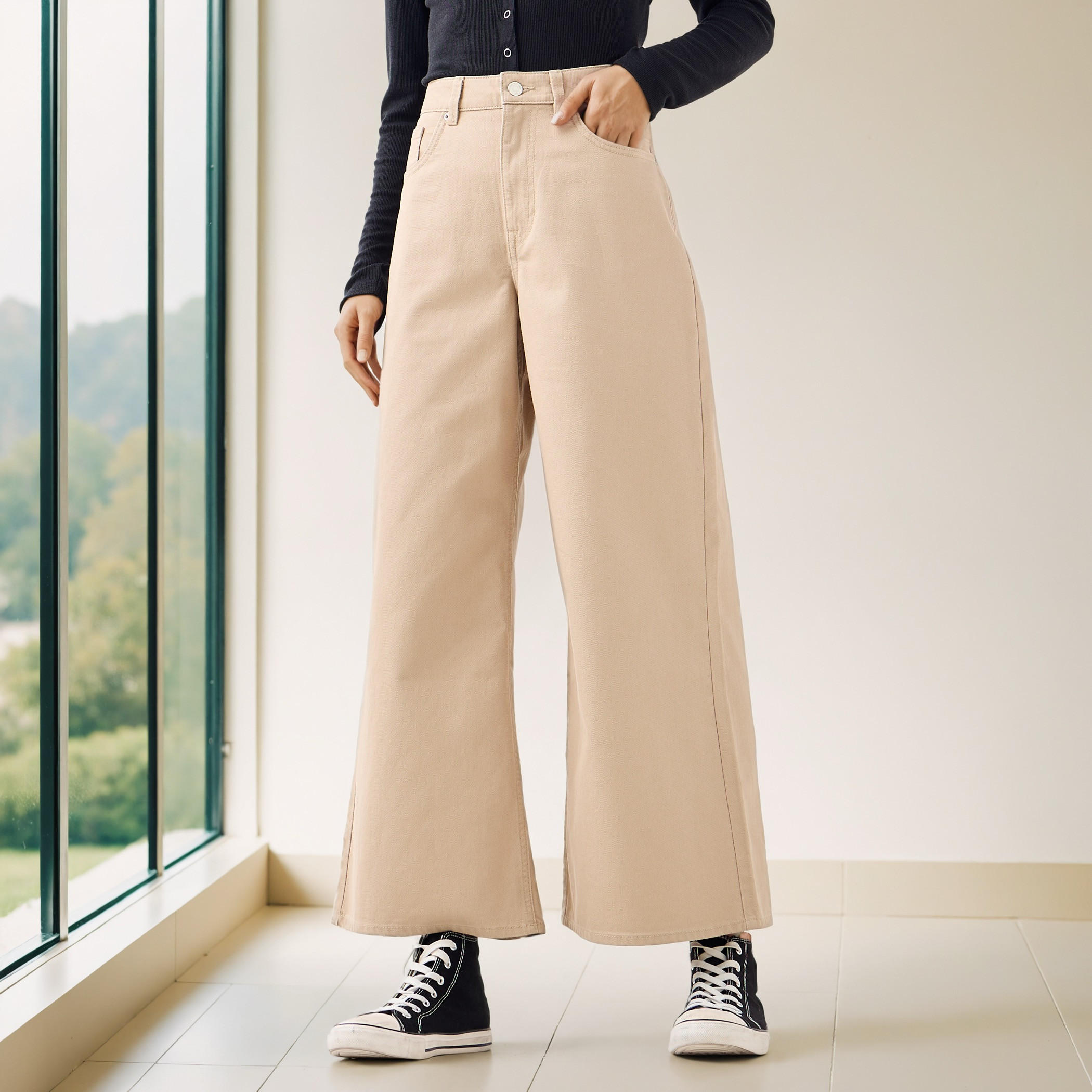 بنطلون جينز واسع قصير مع جيوب-women-clothing-bottoms-jeans-image-5