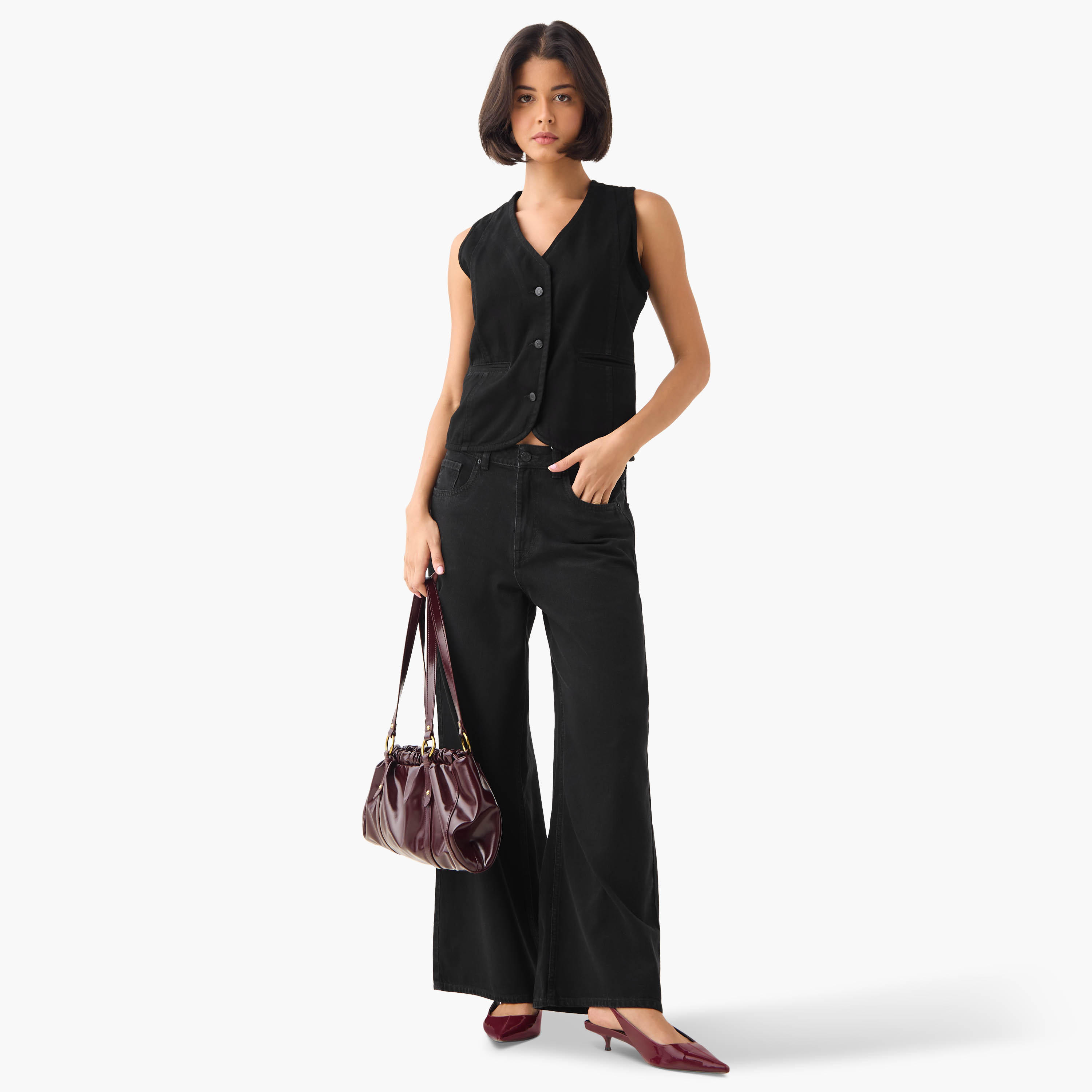بنطلون جينز قطن واسع الساقين بخصر متوسط الارتفاع-women-clothing-bottoms-jeans-image-4