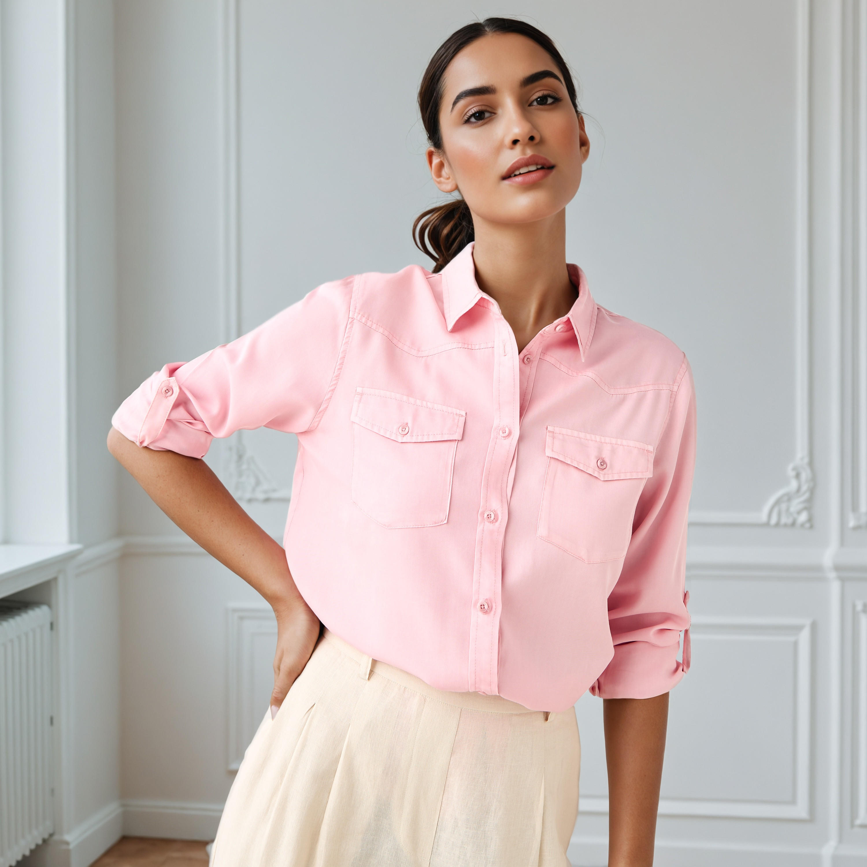 قميص دينم بياقة وبقصّة عادية-women-clothing-shirtsandblouses-shirts-image-1